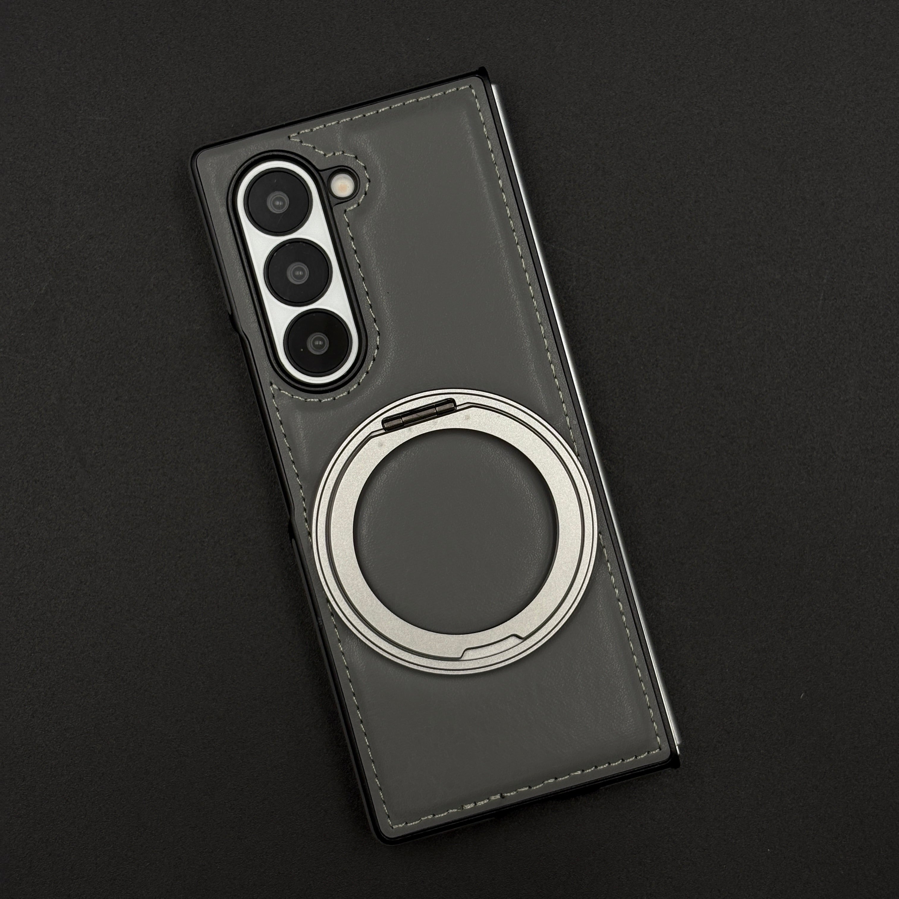 Stitch Leather Case 360° Rotating Metal Stand for Samsung Galaxy Z Fold 6 | Magsafe Compatible | Premium Feel & Grip