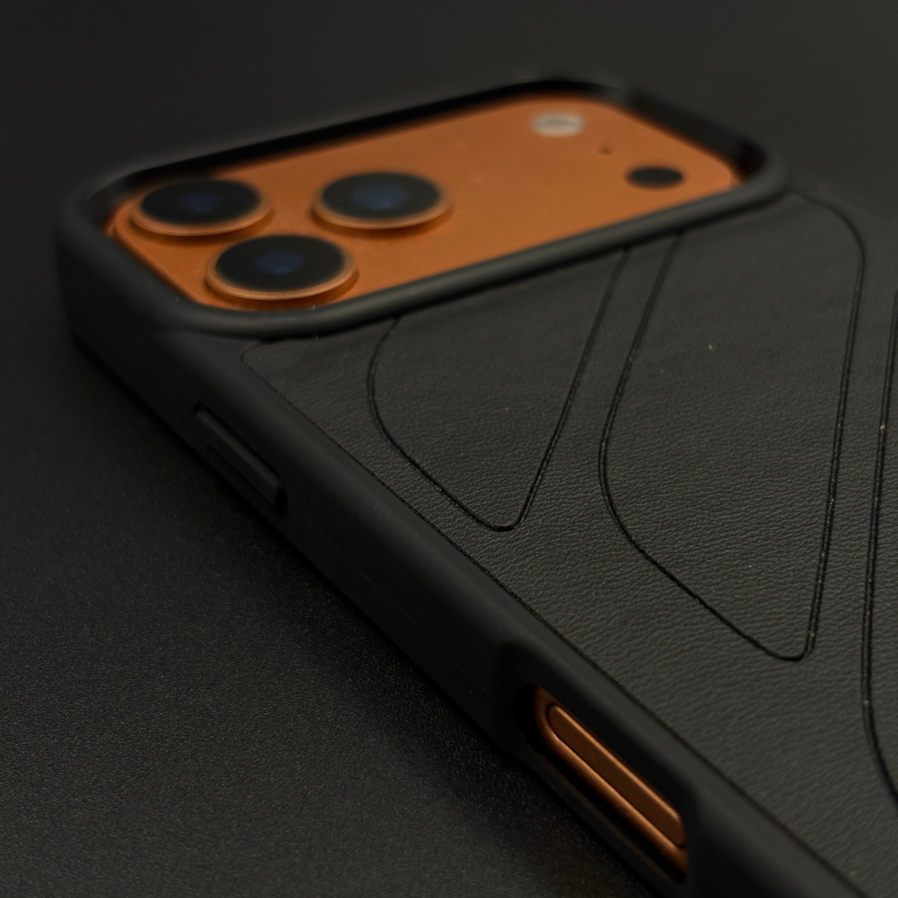 Luxury Sports Car Brand Merc Noir Texture Case for iPhone 17 Series with Embossed Design