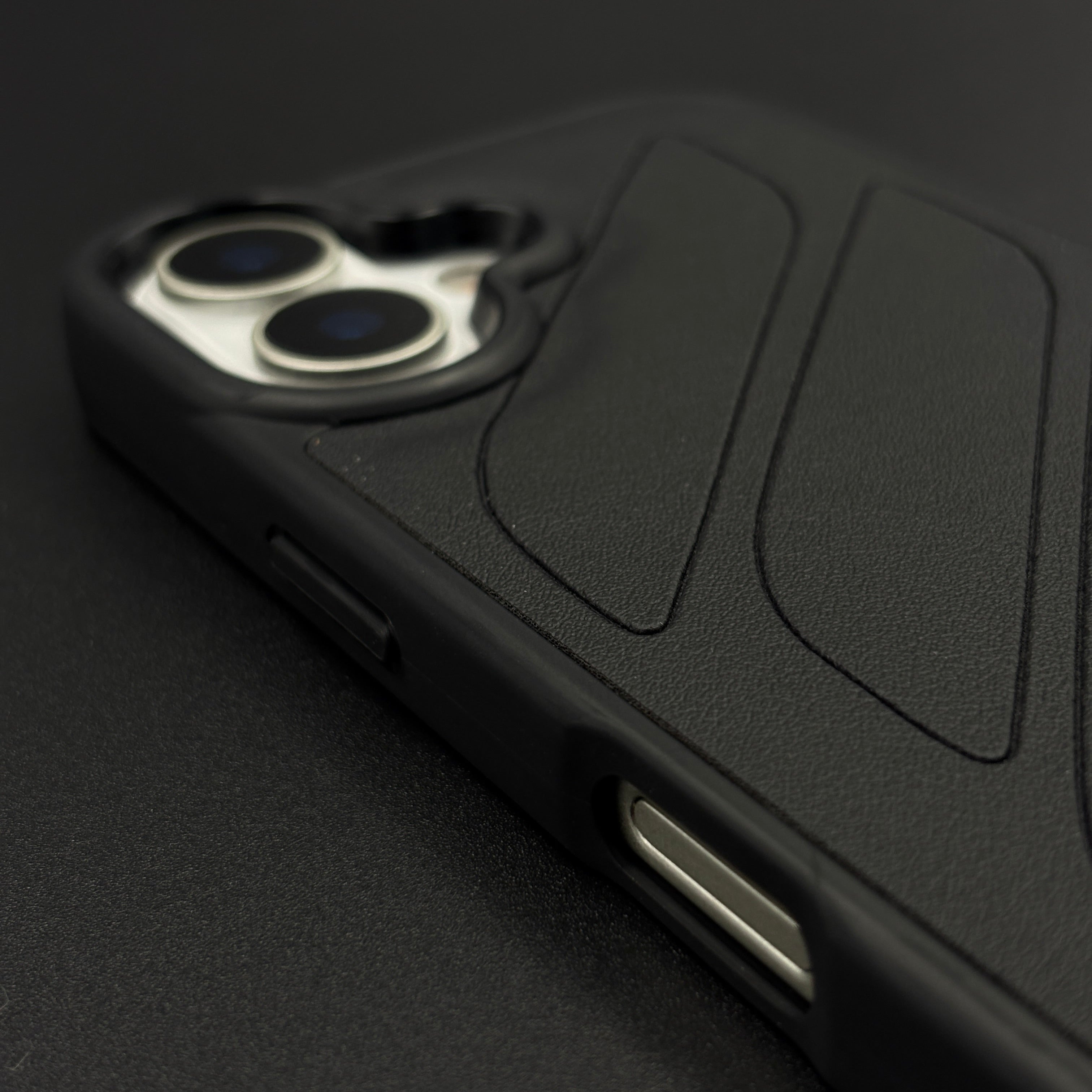 Luxury Sports Car Brand Merc Noir Texture Case for iPhone 17 with Embossed Design