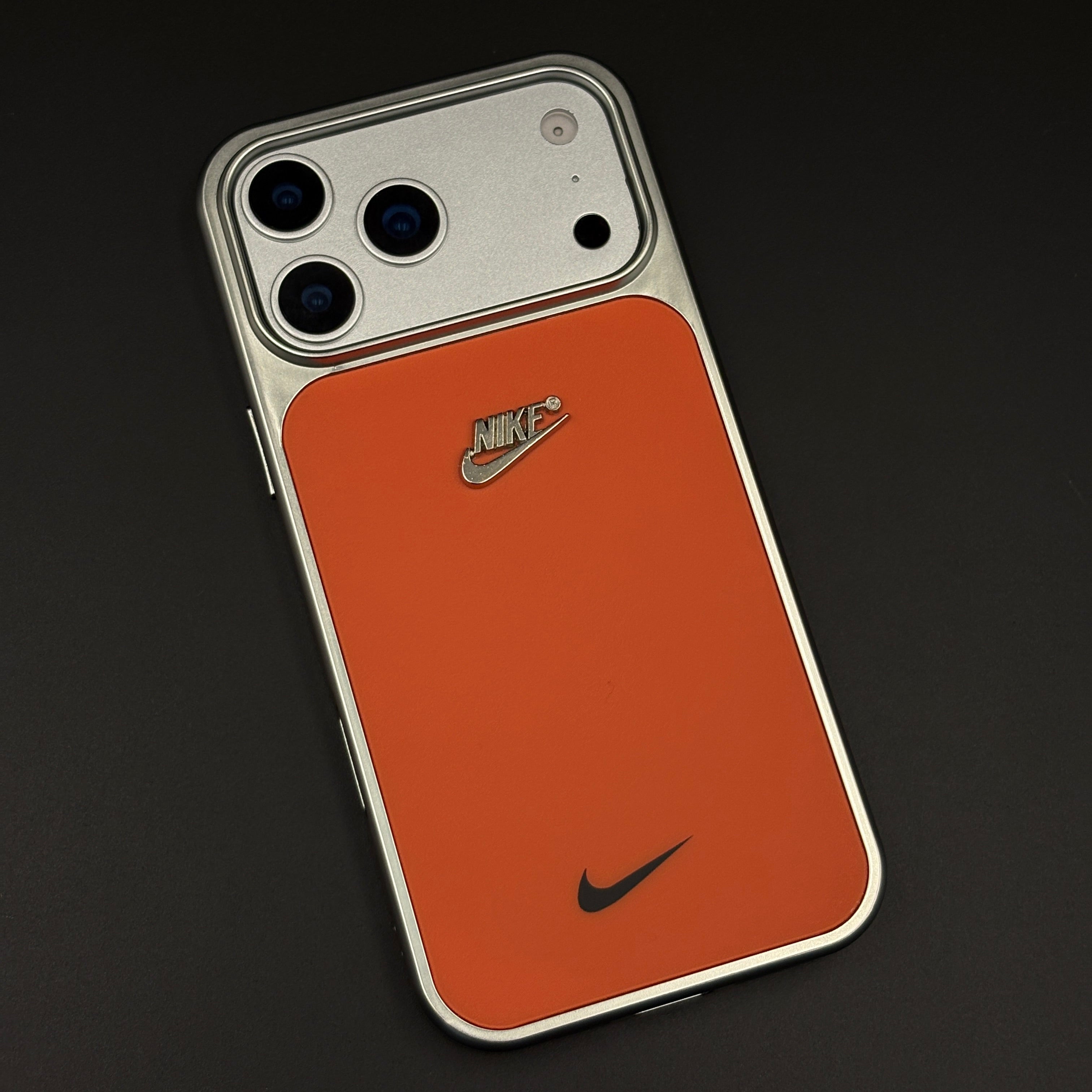 Premium Sports Edition Shockproof Mobile Case Cover for iPhone 17 Series | Athletic Orange Metal Frame Cover | Embossed Logo