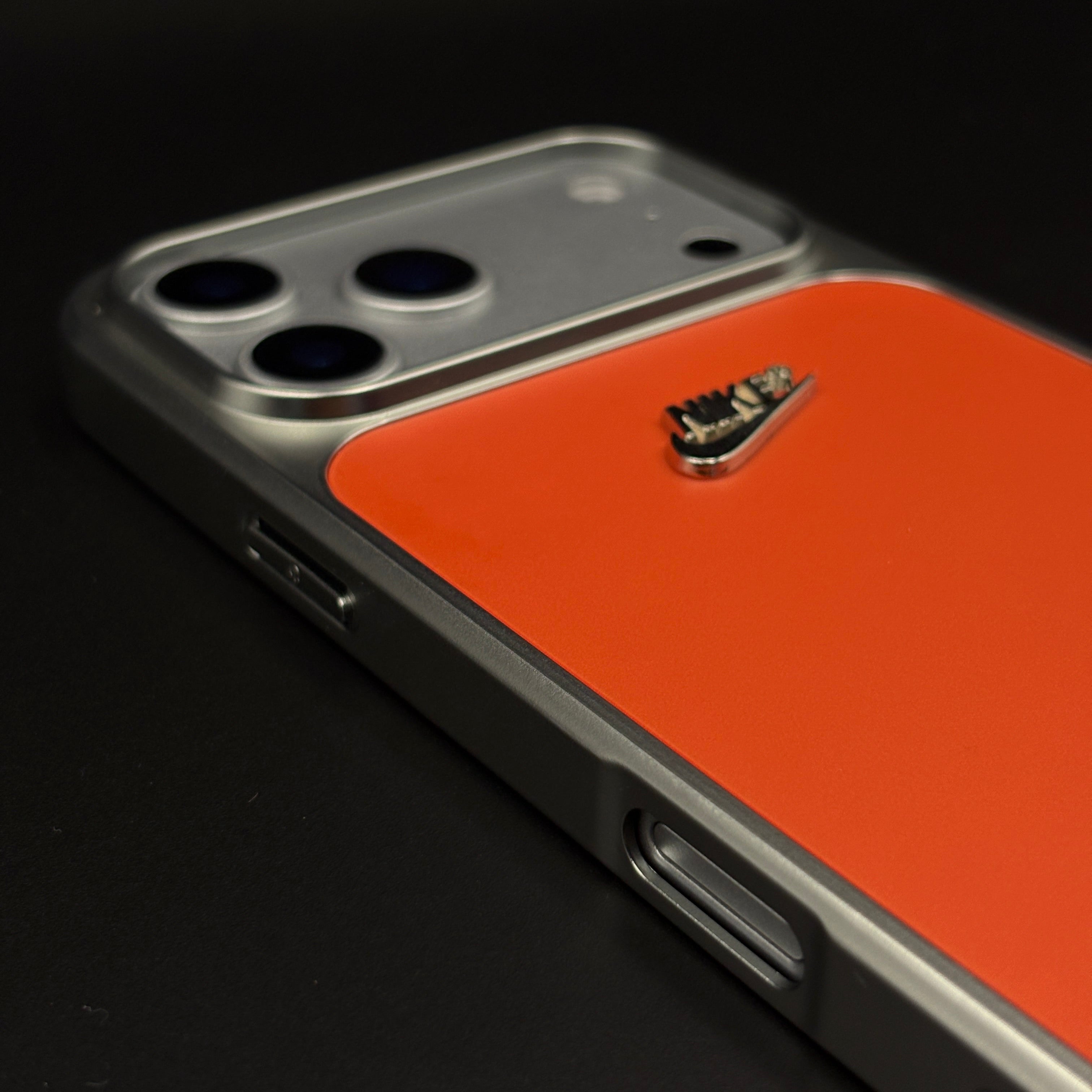 Premium Sports Edition Shockproof Mobile Case Cover for iPhone 17 Series | Athletic Orange Metal Frame Cover | Embossed Logo