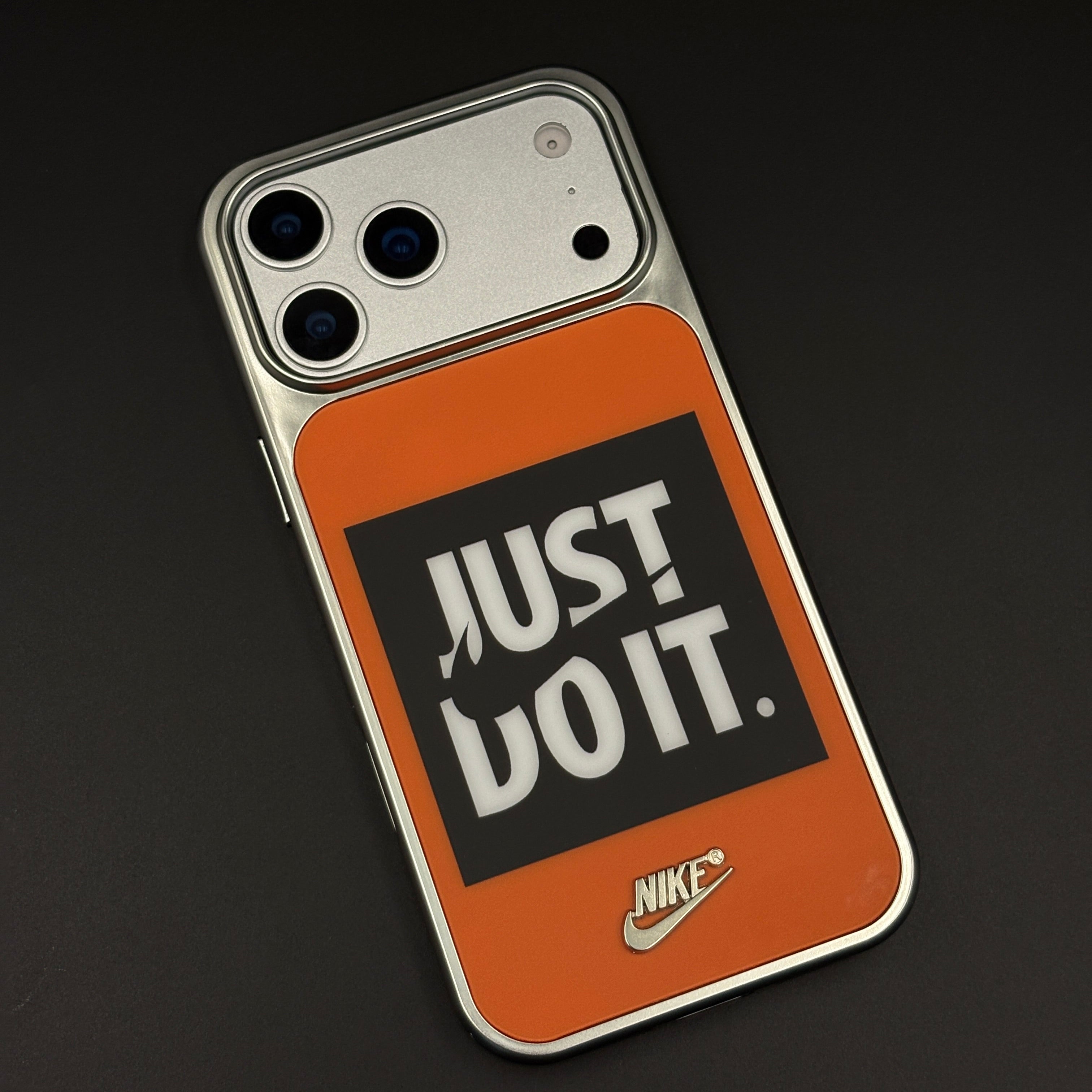 Sports Edition “Just Do It” Mobile Case Cover for iPhone 17 Series | Aluminium Frame Athletic Cover | Embossed Logo