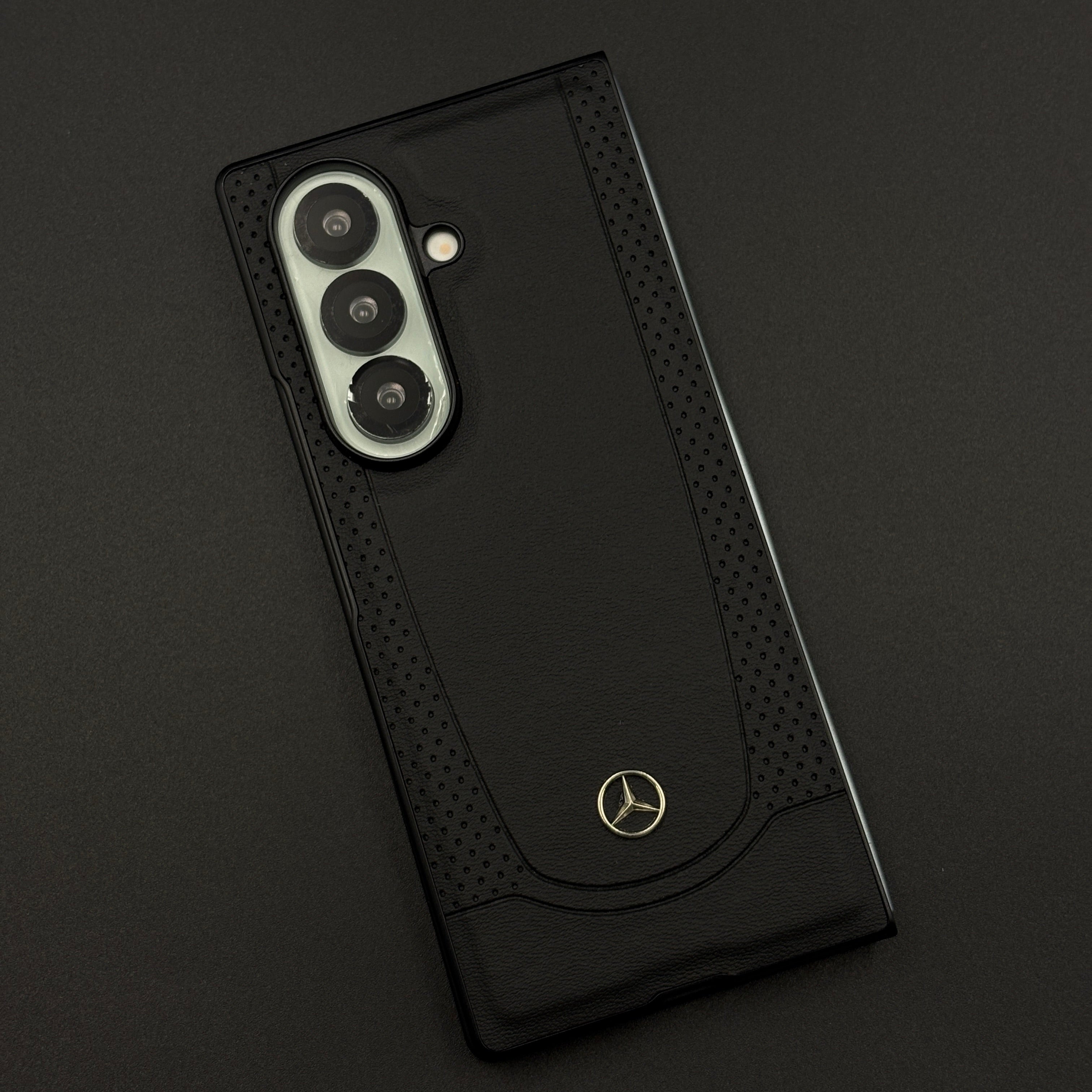 Black Perf Line Luxury Sports Car Merc Case for Samsung Galaxy Z Fold 7 with Perforated Detail