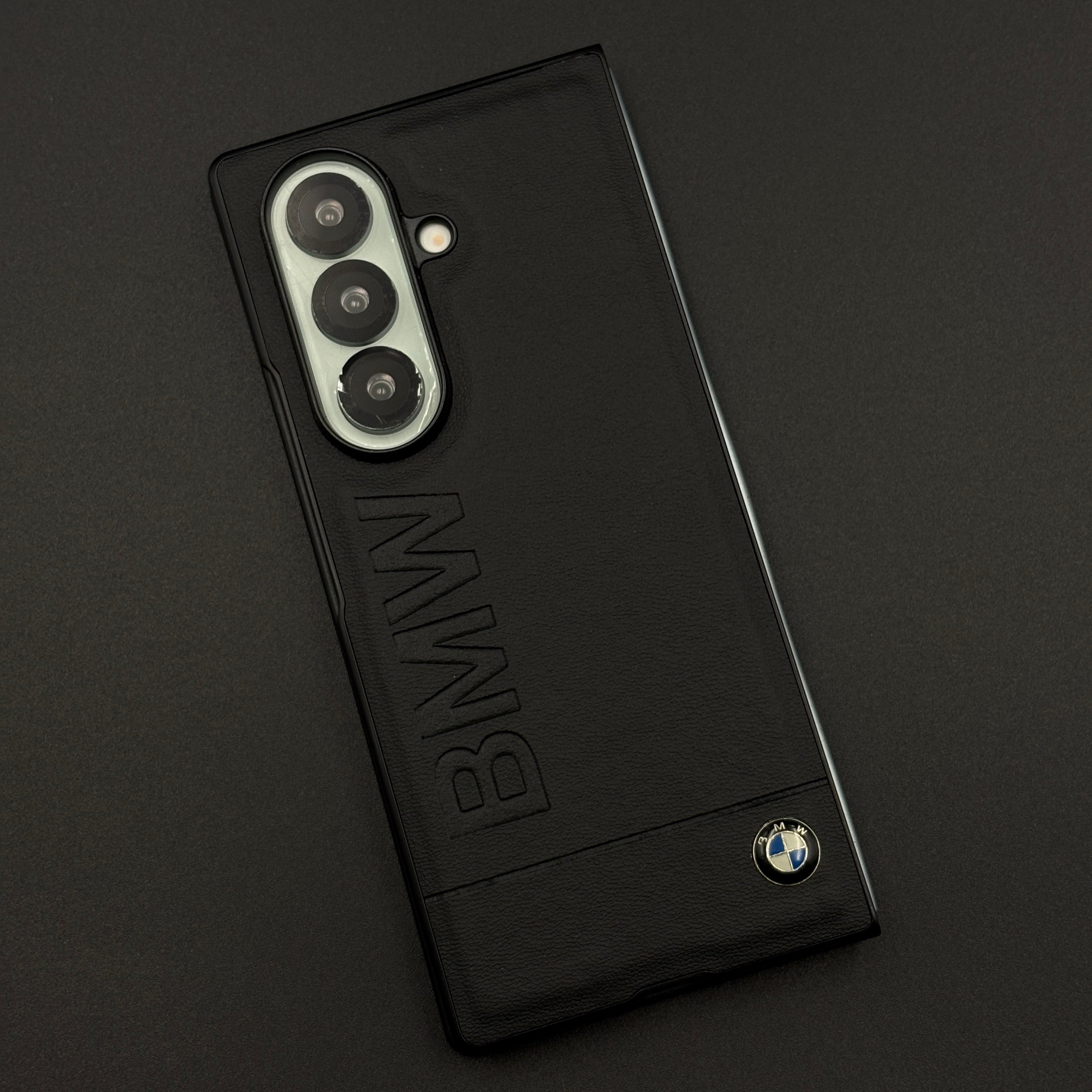 Luxury Sports Car Embossed Name Case with Logo for Samsung Galaxy Z Fold 7 with Sleek Black Finish