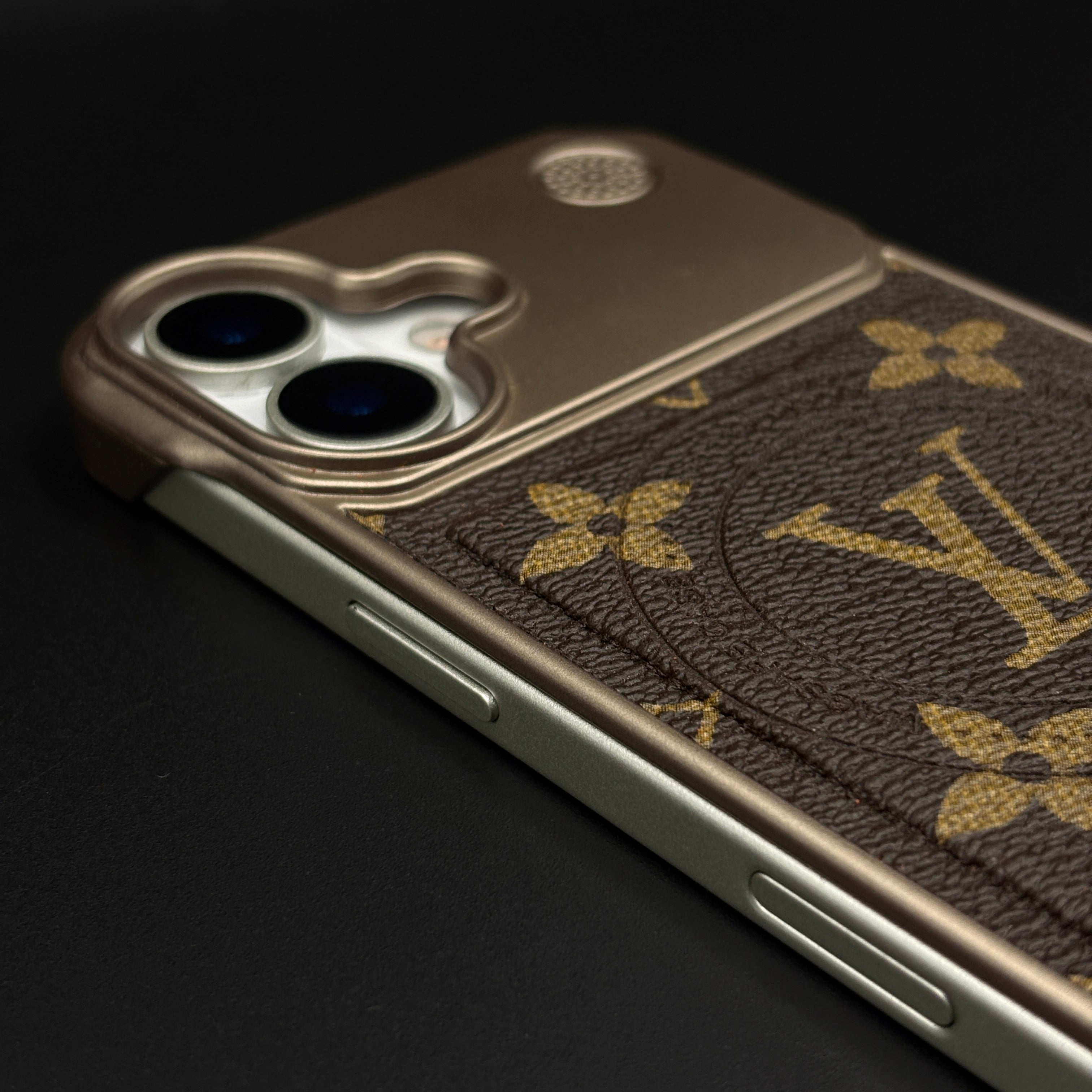 Luxury Branded Leather Fabric Mobile Case for iPhone 17 | Premium Brown Textured Leather | MagSafe Compatible