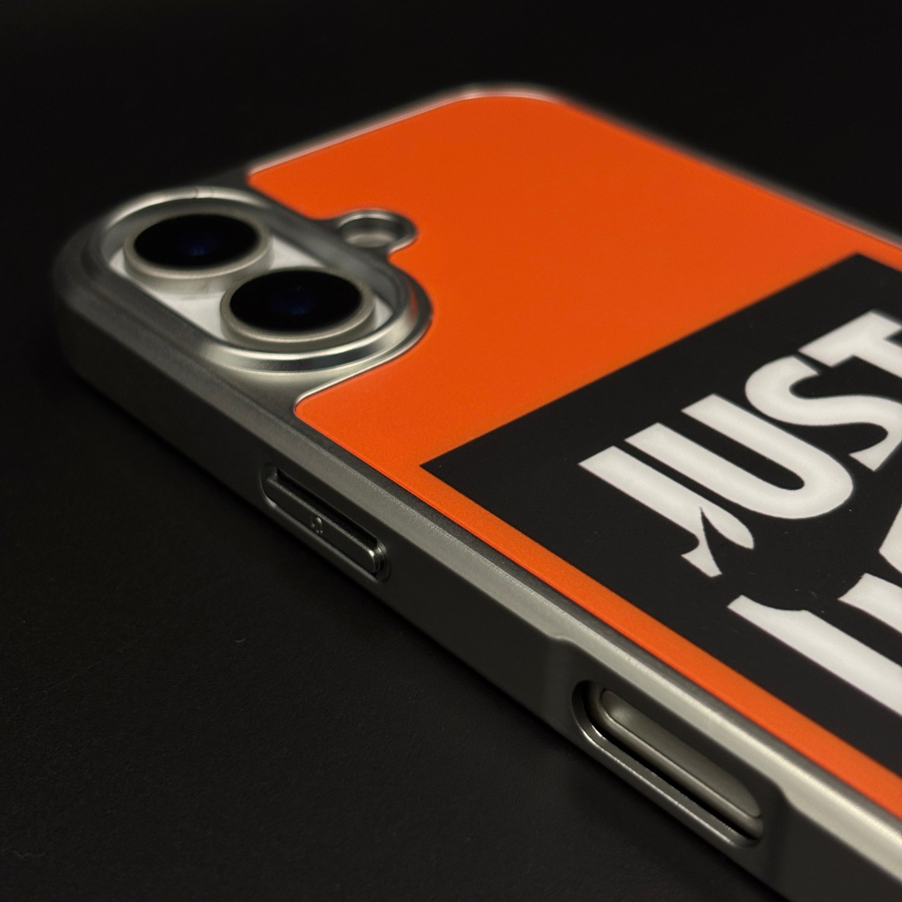 Sports Edition “Just Do It” Mobile Case Cover for iPhone 17 | Aluminium Frame Athletic Cover | Embossed Logo