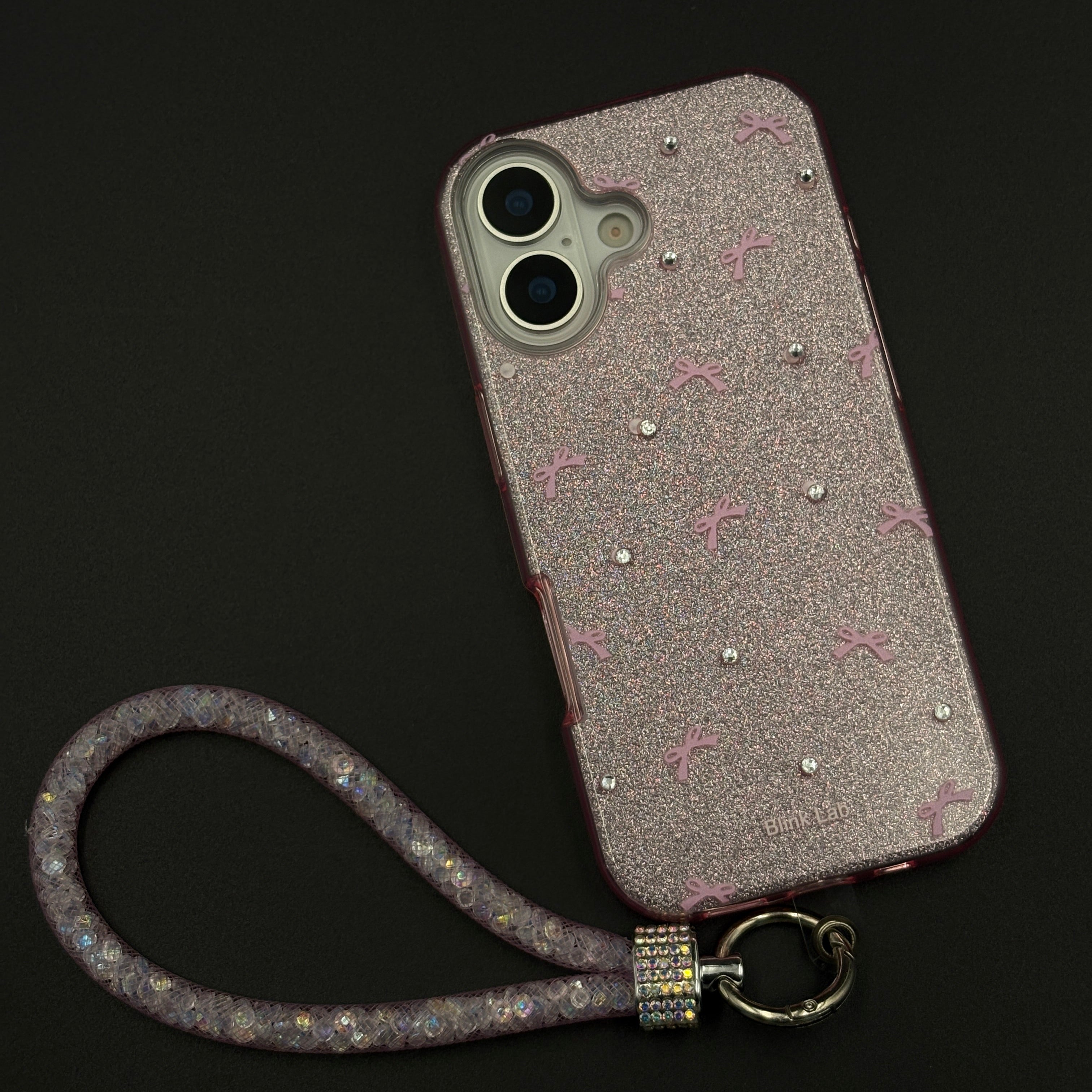 Bow Sparkle Glitter Case with Sling for iPhone 17 and Cute Carry Strap