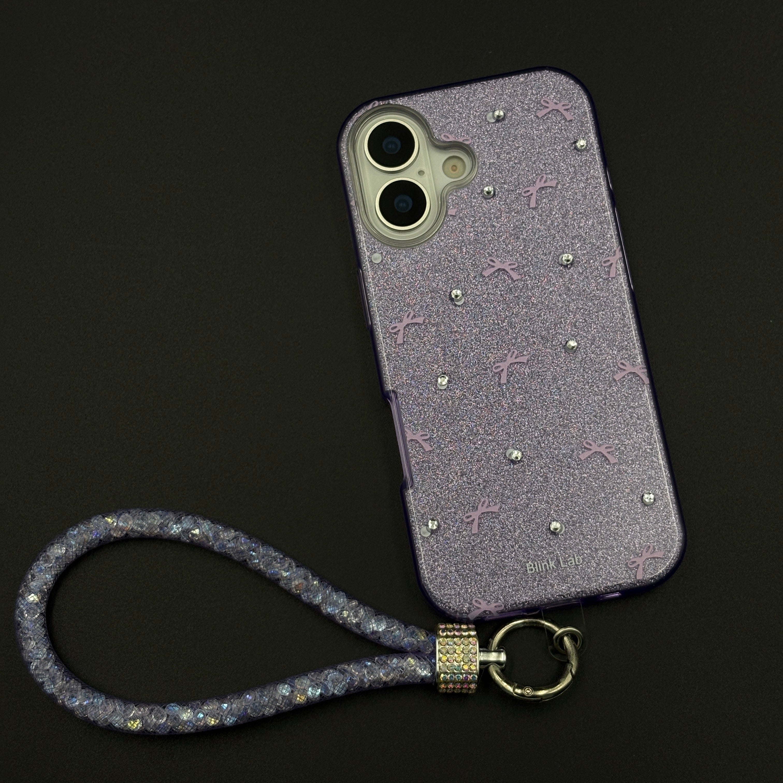 Bow Sparkle Glitter Case with Sling for iPhone 17 and Cute Carry Strap