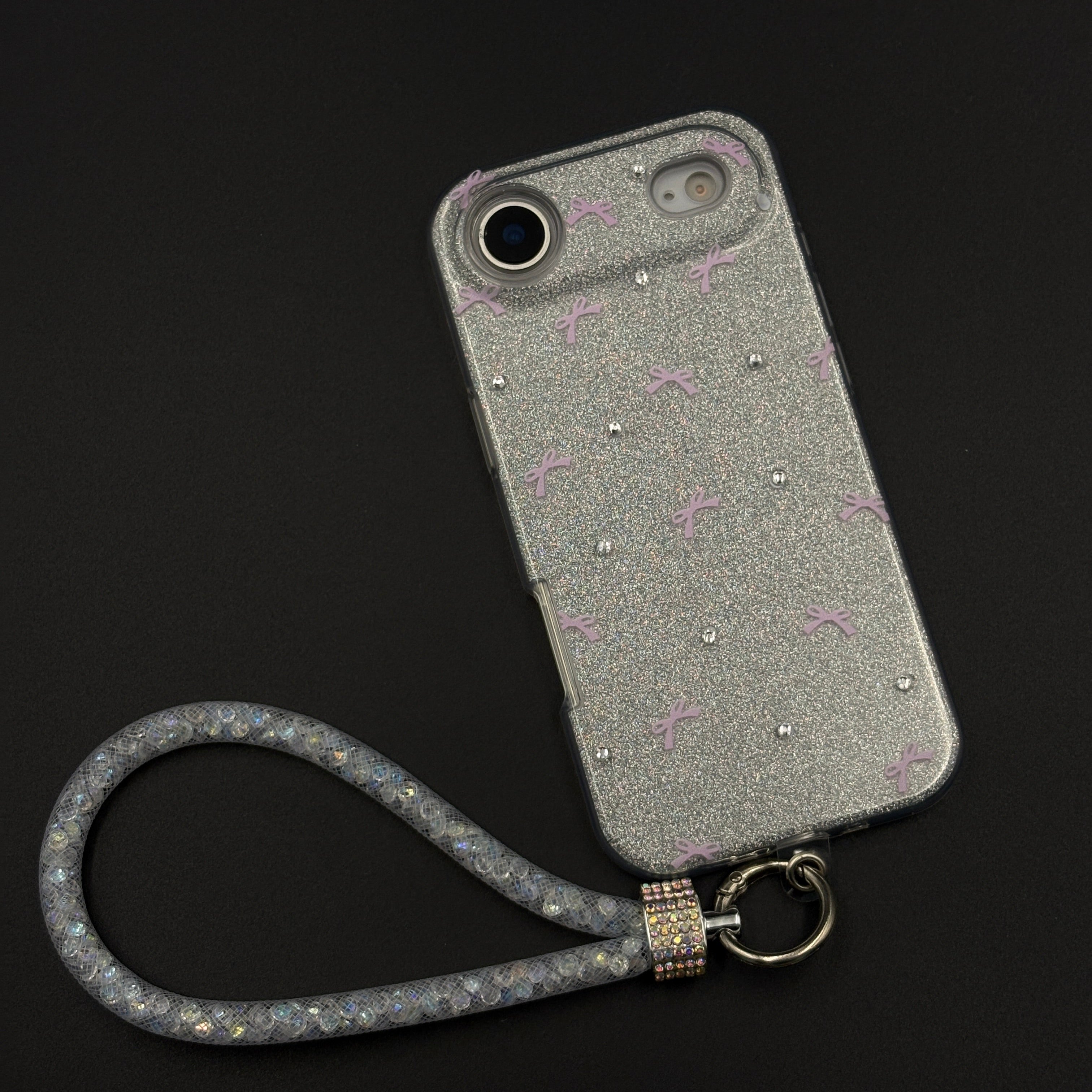 Bow Sparkle Glitter Case with Sling for iPhone 17 Air and Cute Carry Strap