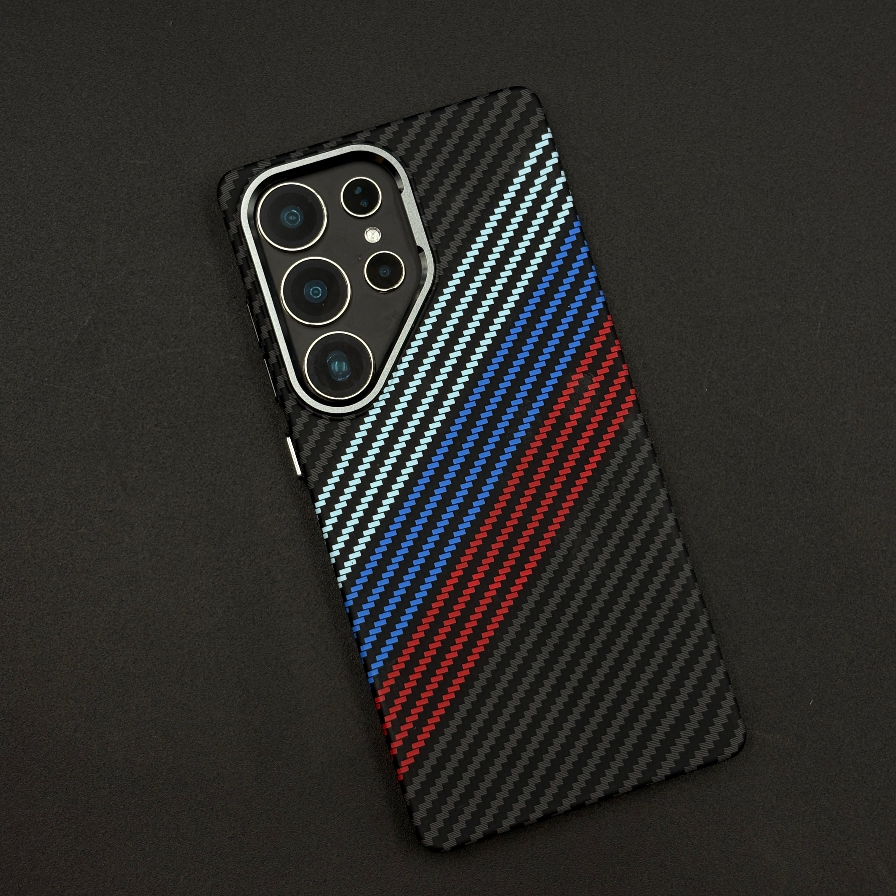 Aramid Texture Case 3 Stripe Color for Samsung Galaxy S25 Ultra Carbon Fibre Feel | Hidden MagSafe | Ultra Slim Fit