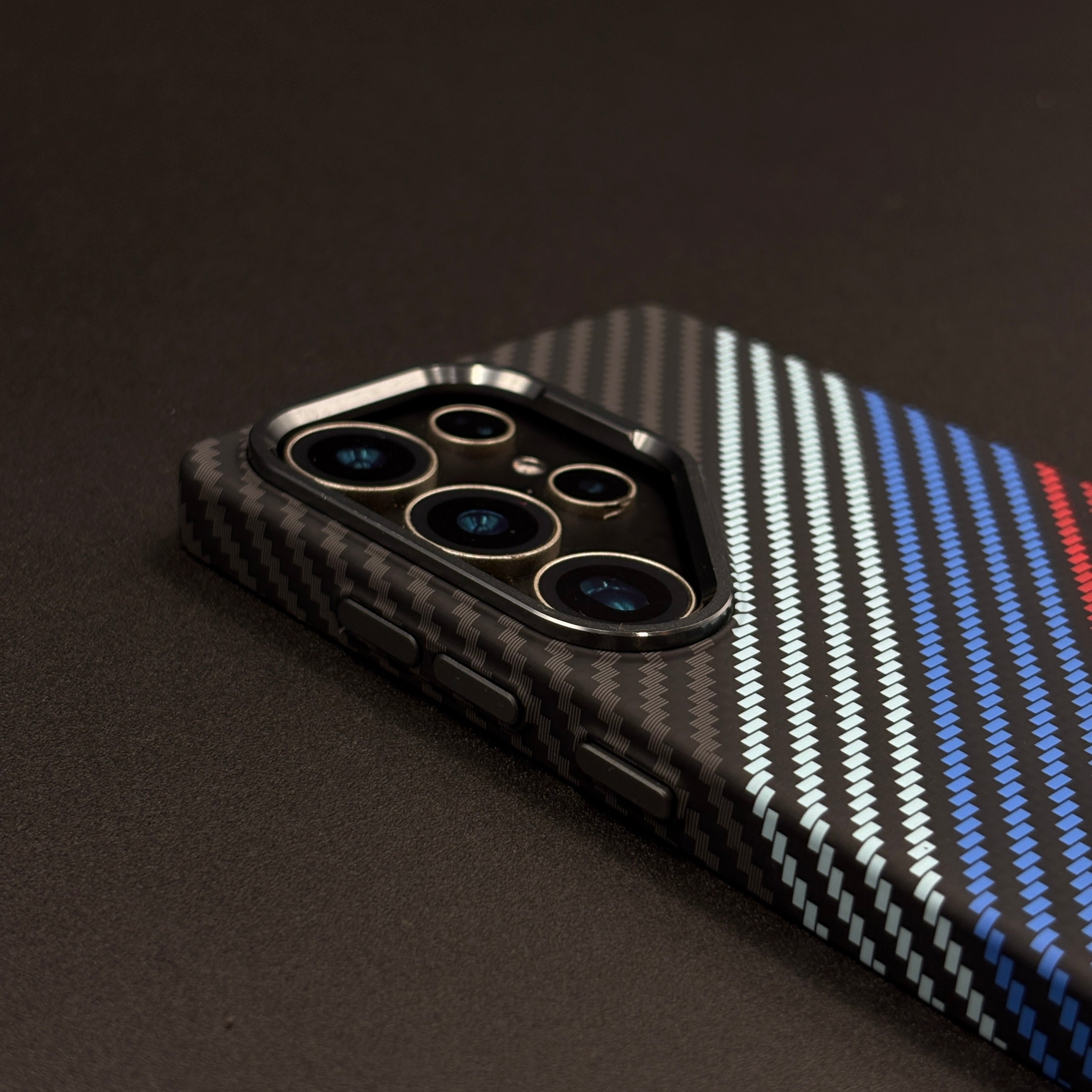 Aramid Texture Case 3 Stripe Color for Samsung Galaxy S25 Ultra Carbon Fibre Feel | Hidden MagSafe | Ultra Slim Fit