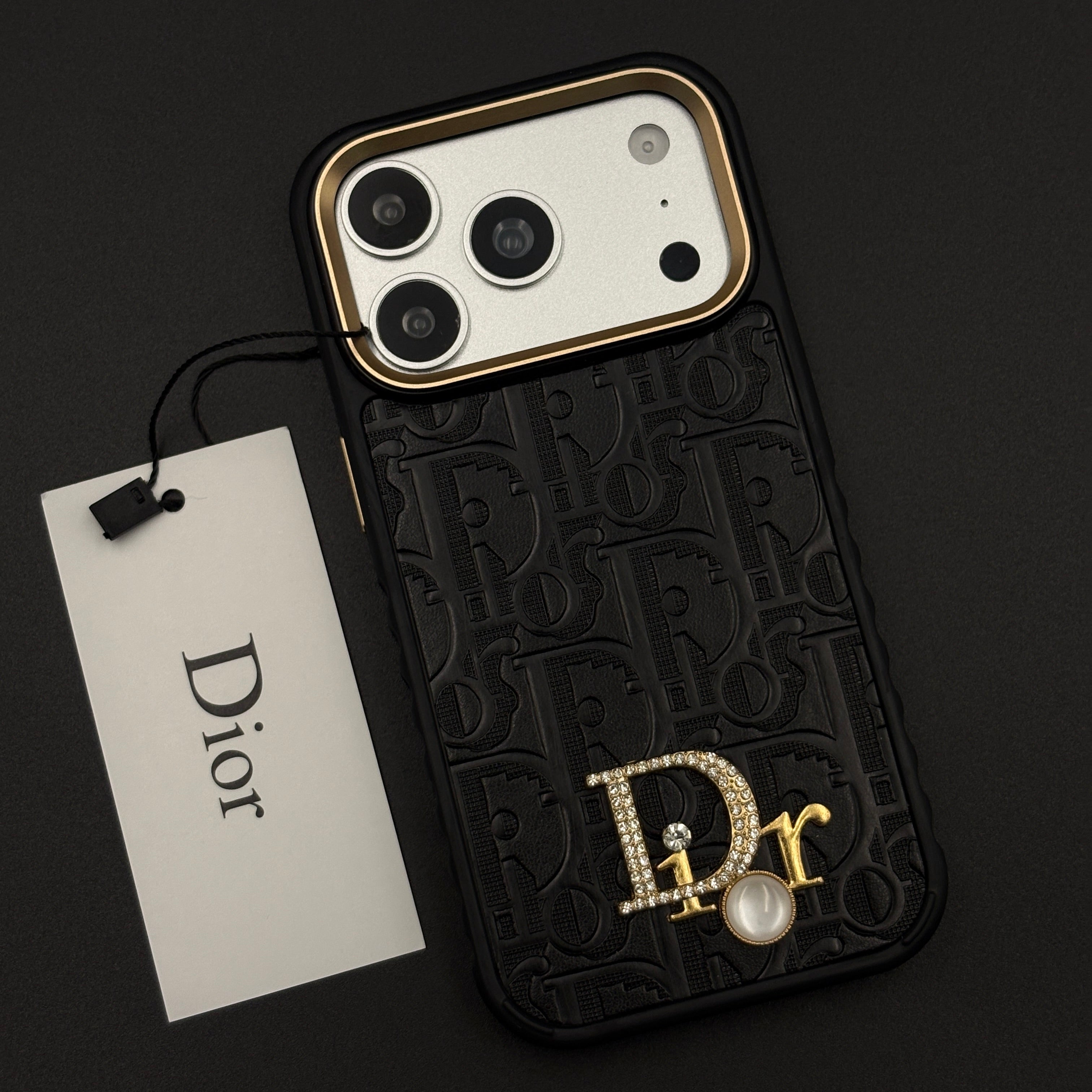 CD Embossed Jeweled Style Emblem Case for iPhone 17 Series with Premium Textured Finish