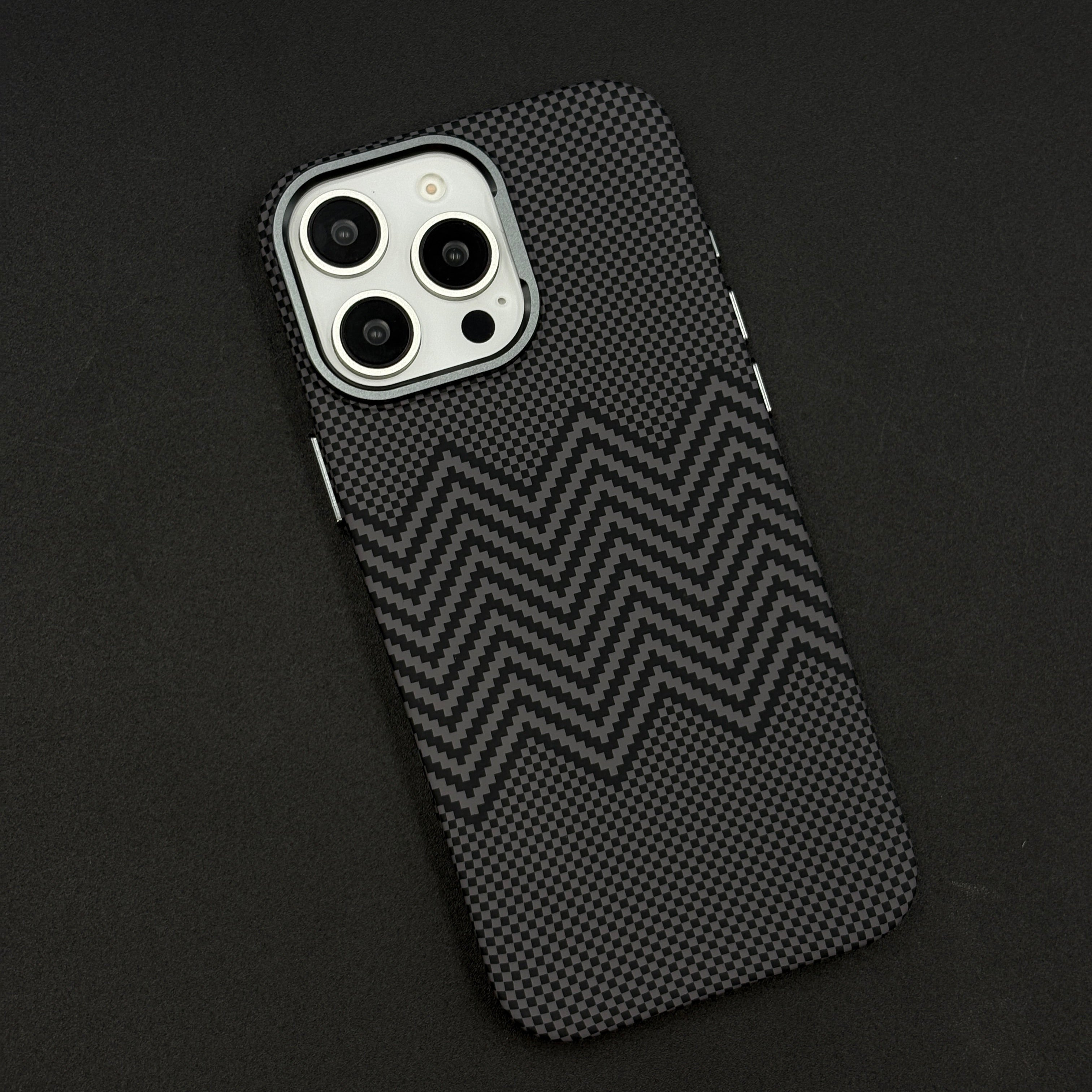 Aramid Texture Case Dual Tone Black for iPhone Carbon Fibre Feel | Hidden MagSafe | Ultra Slim Fit