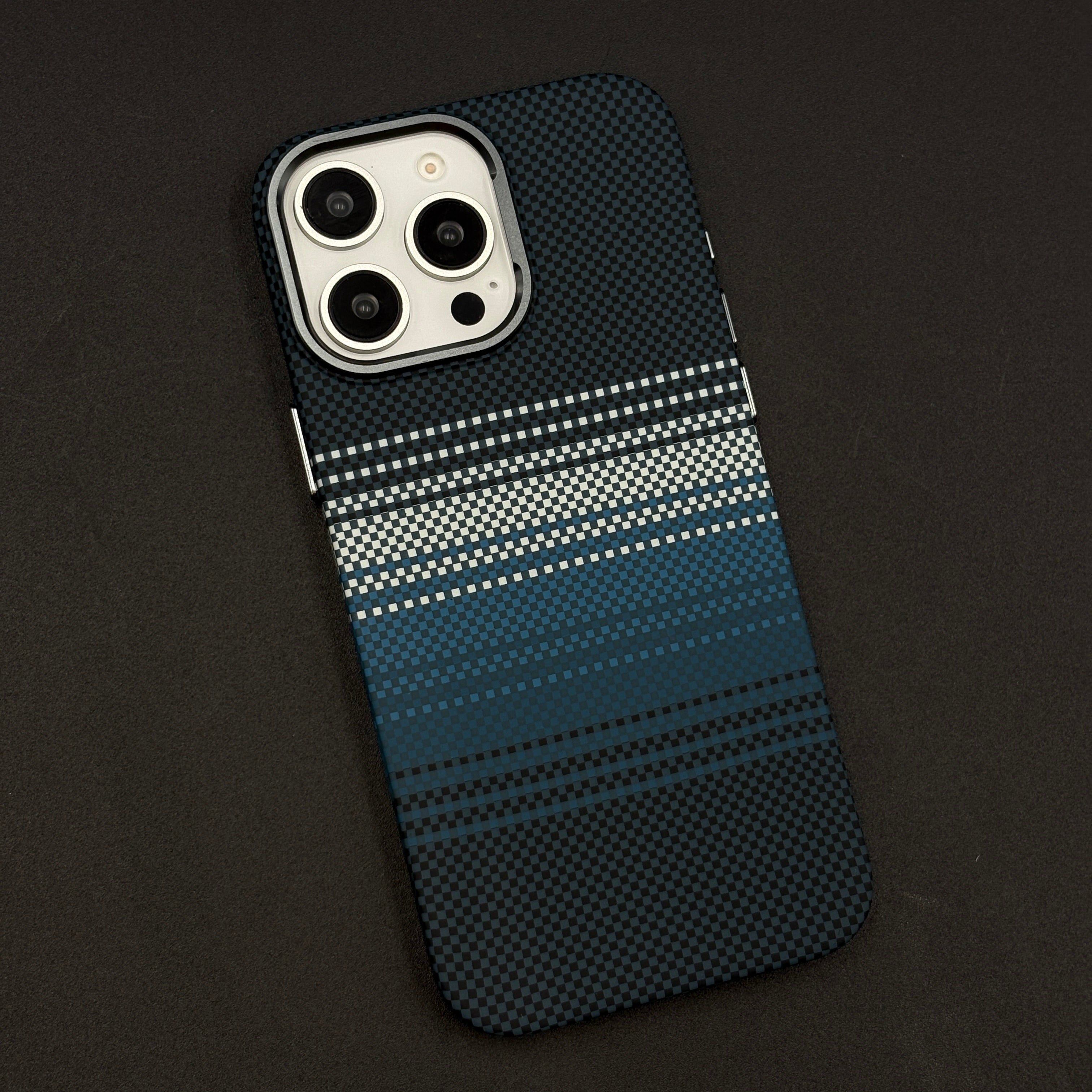 iPhone Series Teal Premium Slim Case | Rare Aramid Texture Finish | Real Carbon Fibre Feel | Hidden MagSafe