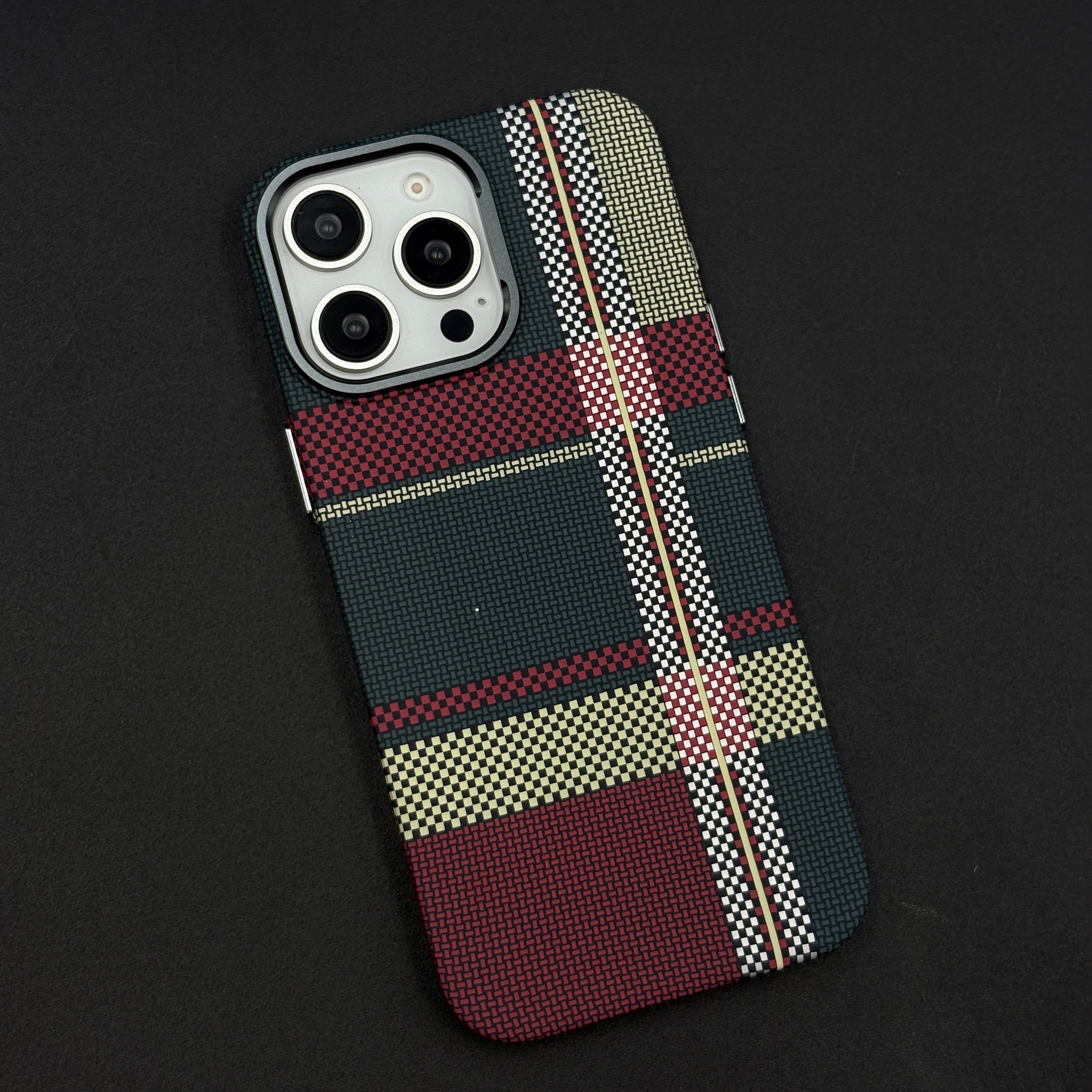 Aramid Texture Case Checkered Pattern for iPhone Carbon Fibre Feel | Hidden MagSafe | Ultra Slim Fit