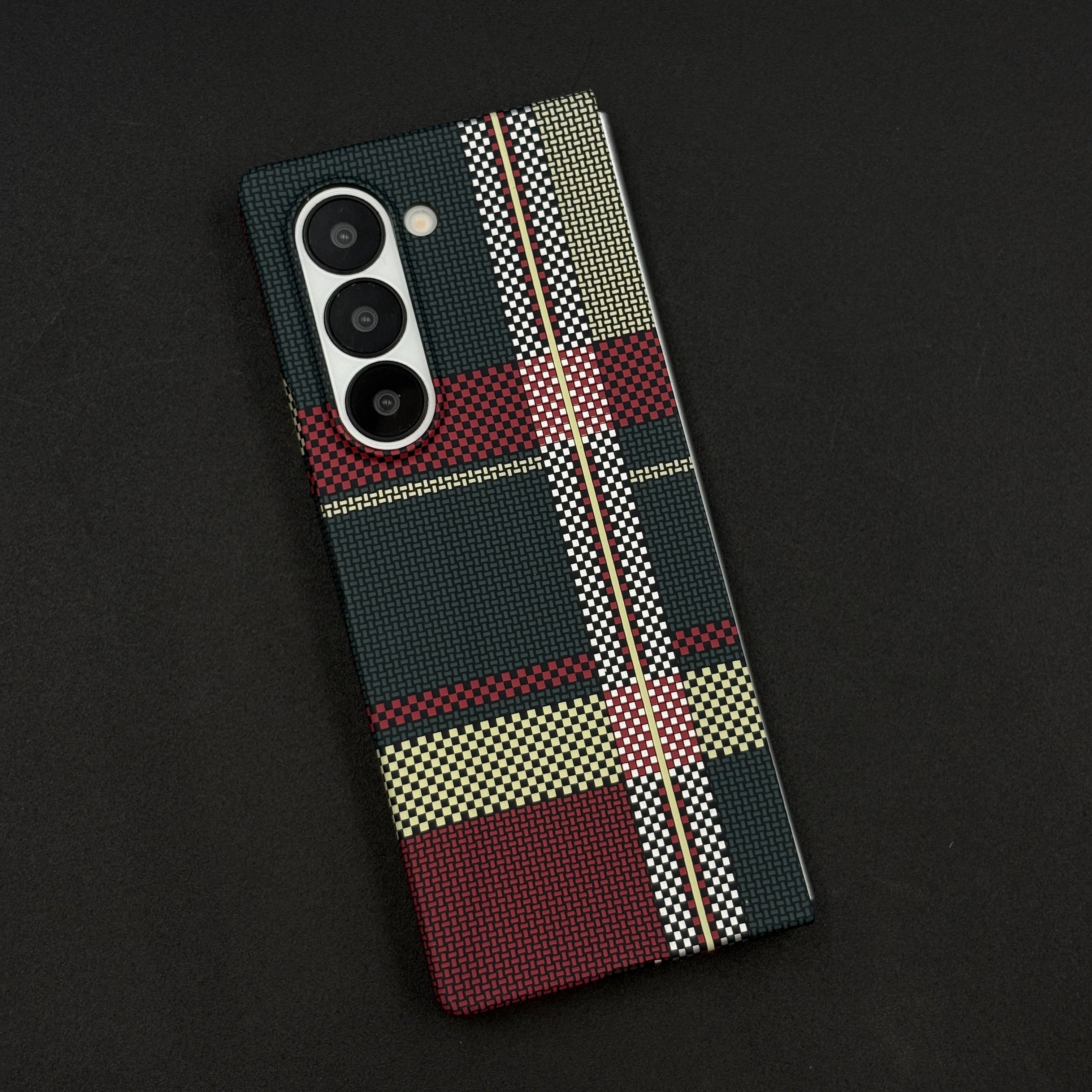 Aramid Texture Case Checkered Pattern for Samsung Galaxy Z Fold 6 Carbon Fibre Feel | Hidden MagSafe | Ultra Slim Fit