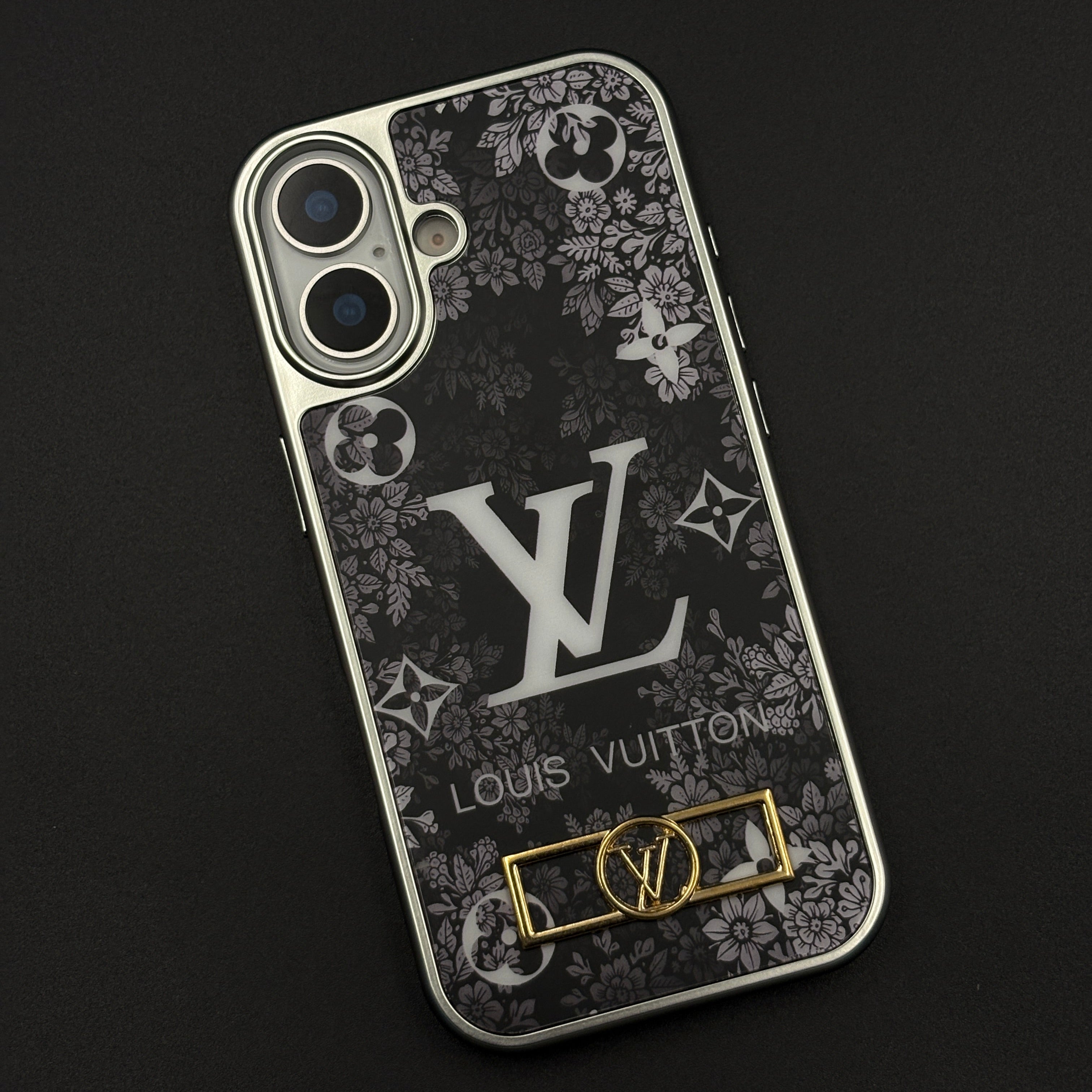 Luxury Floral Monogram Noir Designer Case for iPhone 17