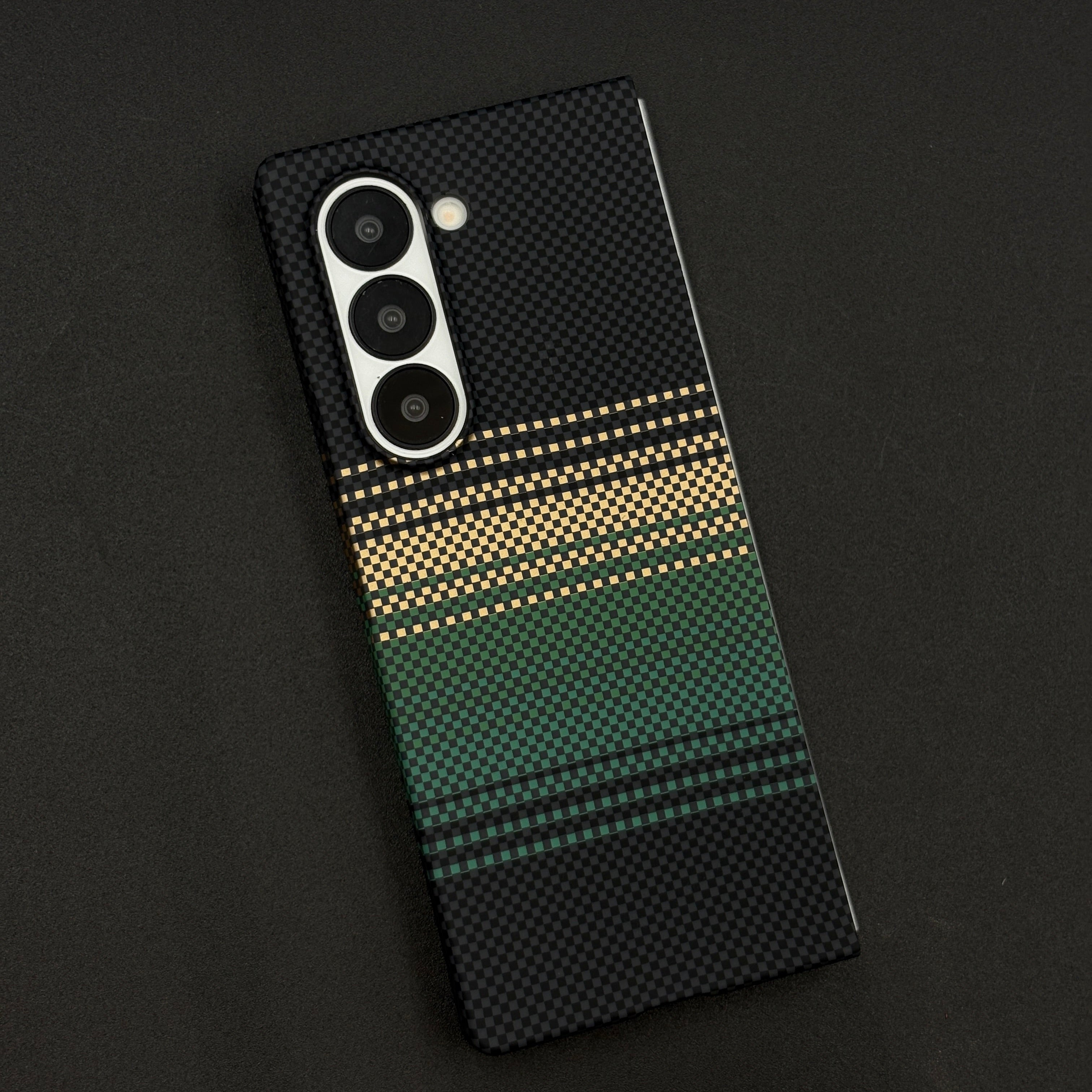 Green Stripe Slim Case for Samsung Galaxy Z Fold 6 | Rare Aramid Texture Finish | Real Carbon Fibre Feel | Hidden MagSafe