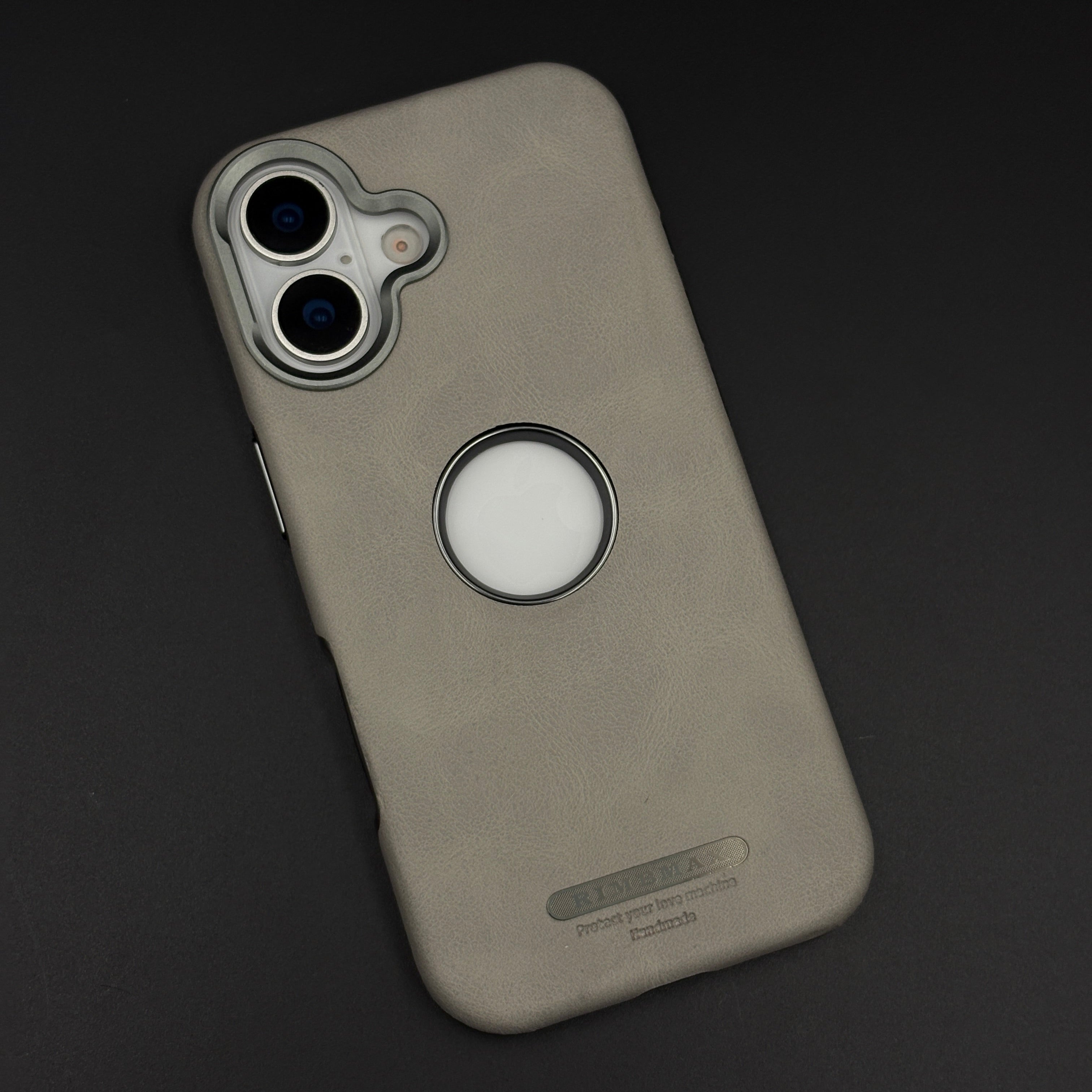 Logo Cut Hidden MagSafe Leather Mobile Case Cover for iPhone 17 | Exposed Apple Logo