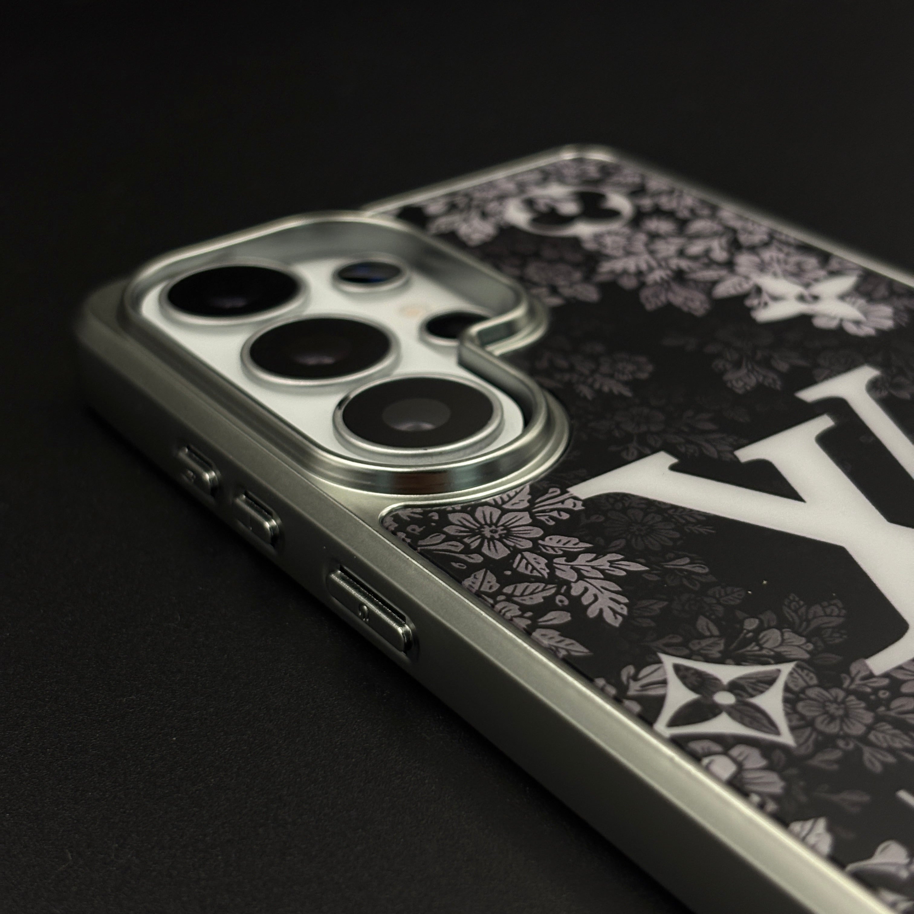 Luxury Floral Monogram Noir Designer Case for Samsung Galaxy S26 Ultra