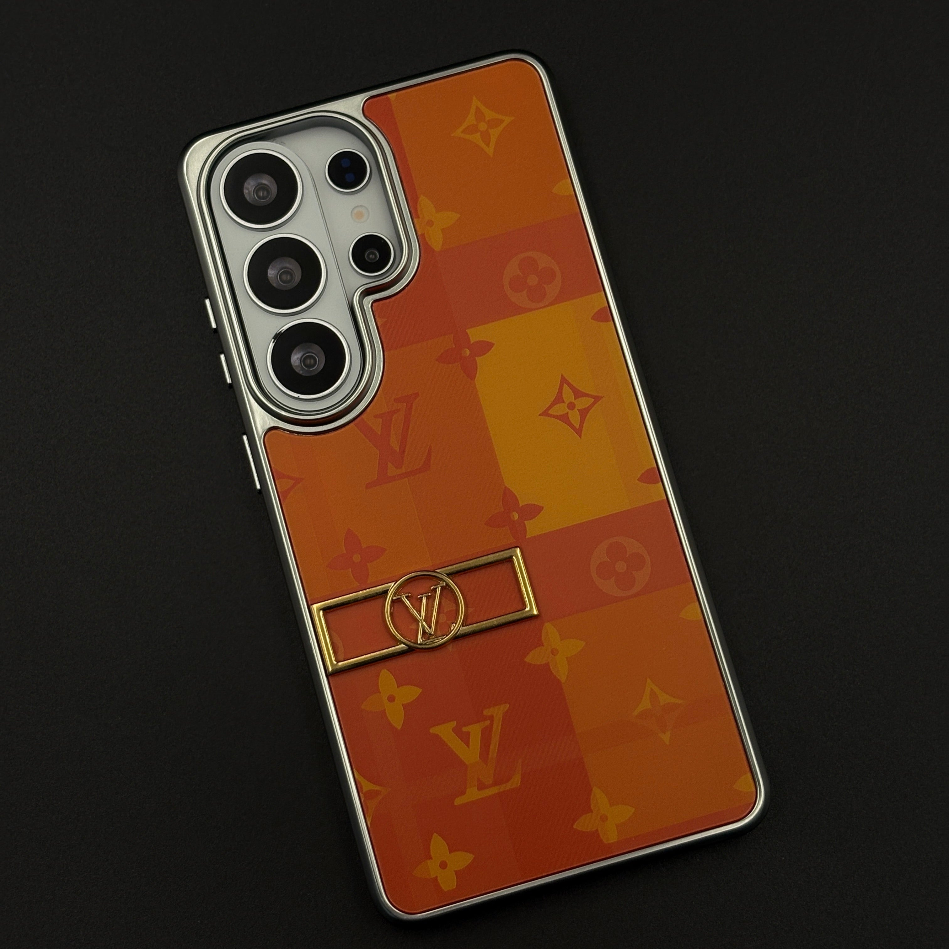 Luxury Fashion Brand Orange Monogram Pop Case for Samsung Galaxy S26 Ultra with Bold Designer Accent