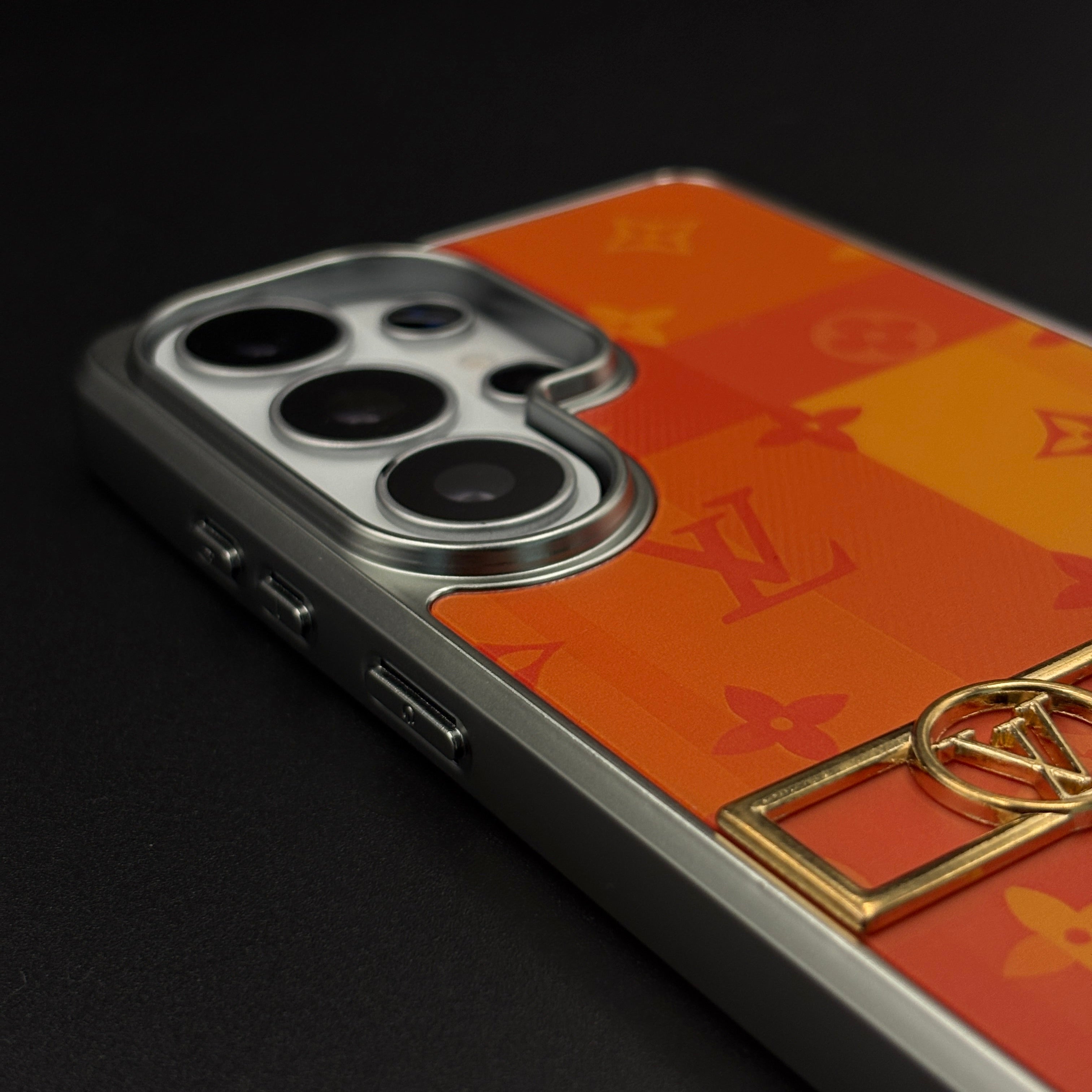 Luxury Fashion Brand Orange Monogram Pop Case for Samsung Galaxy S26 Ultra with Bold Designer Accent