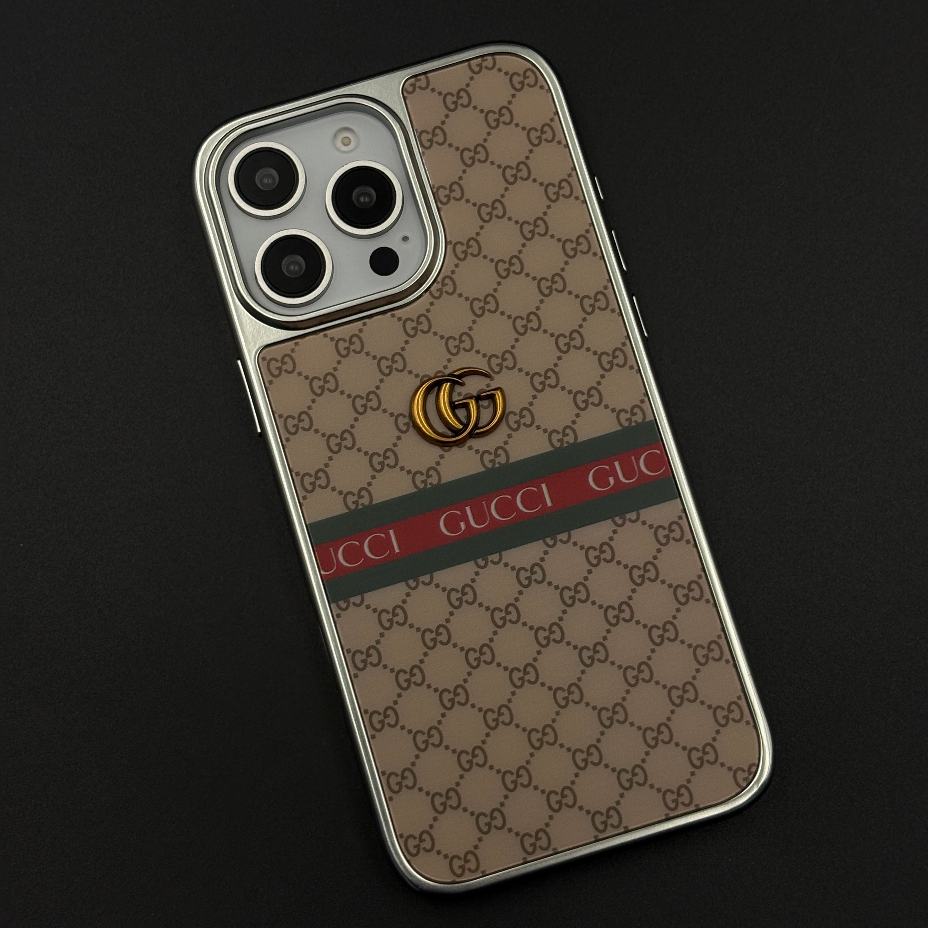 Heritage GG Stripe Monogram Luxe Case for iPhone 16 Pro Max