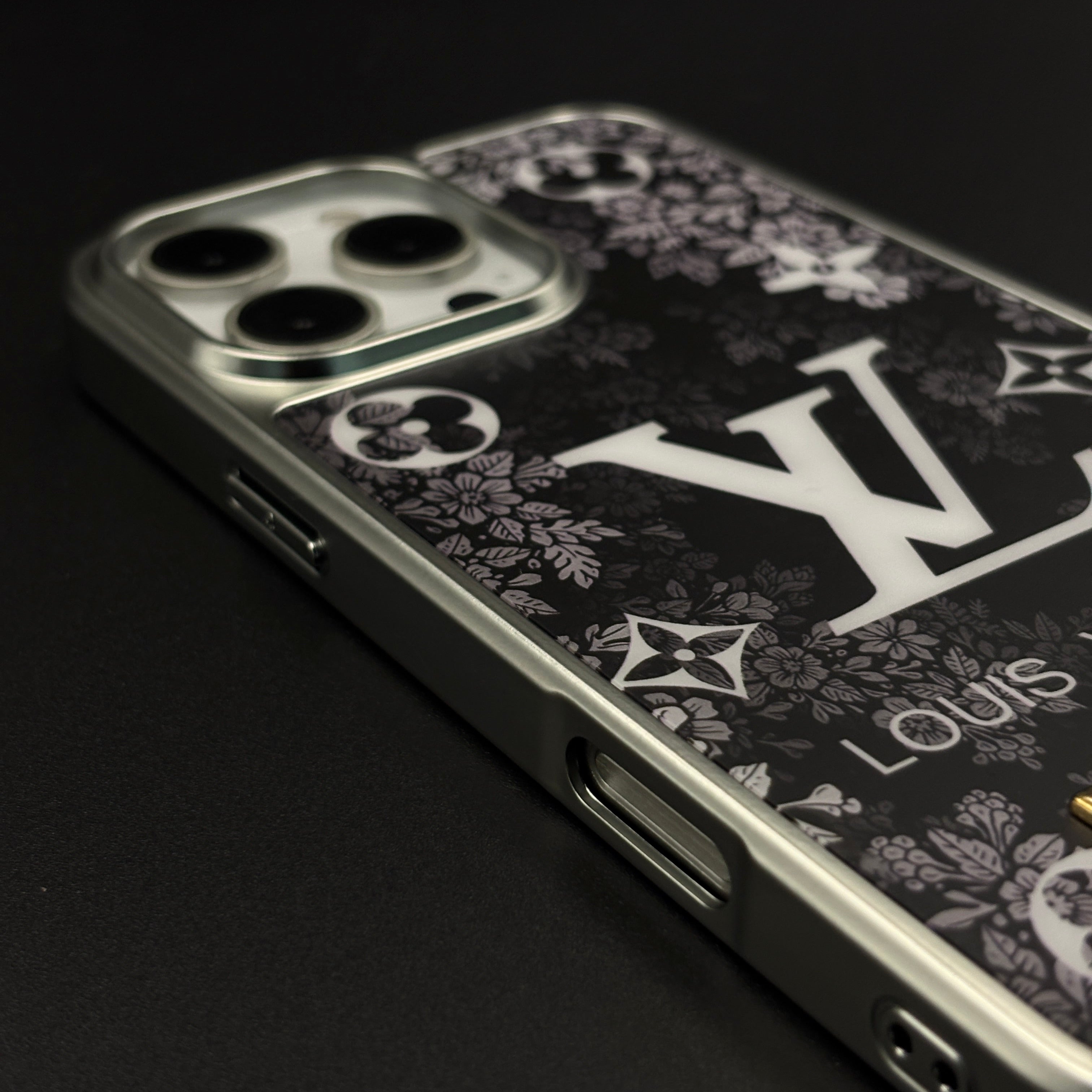 Luxury Floral Monogram Noir Designer Case for iPhone 16 Pro Max