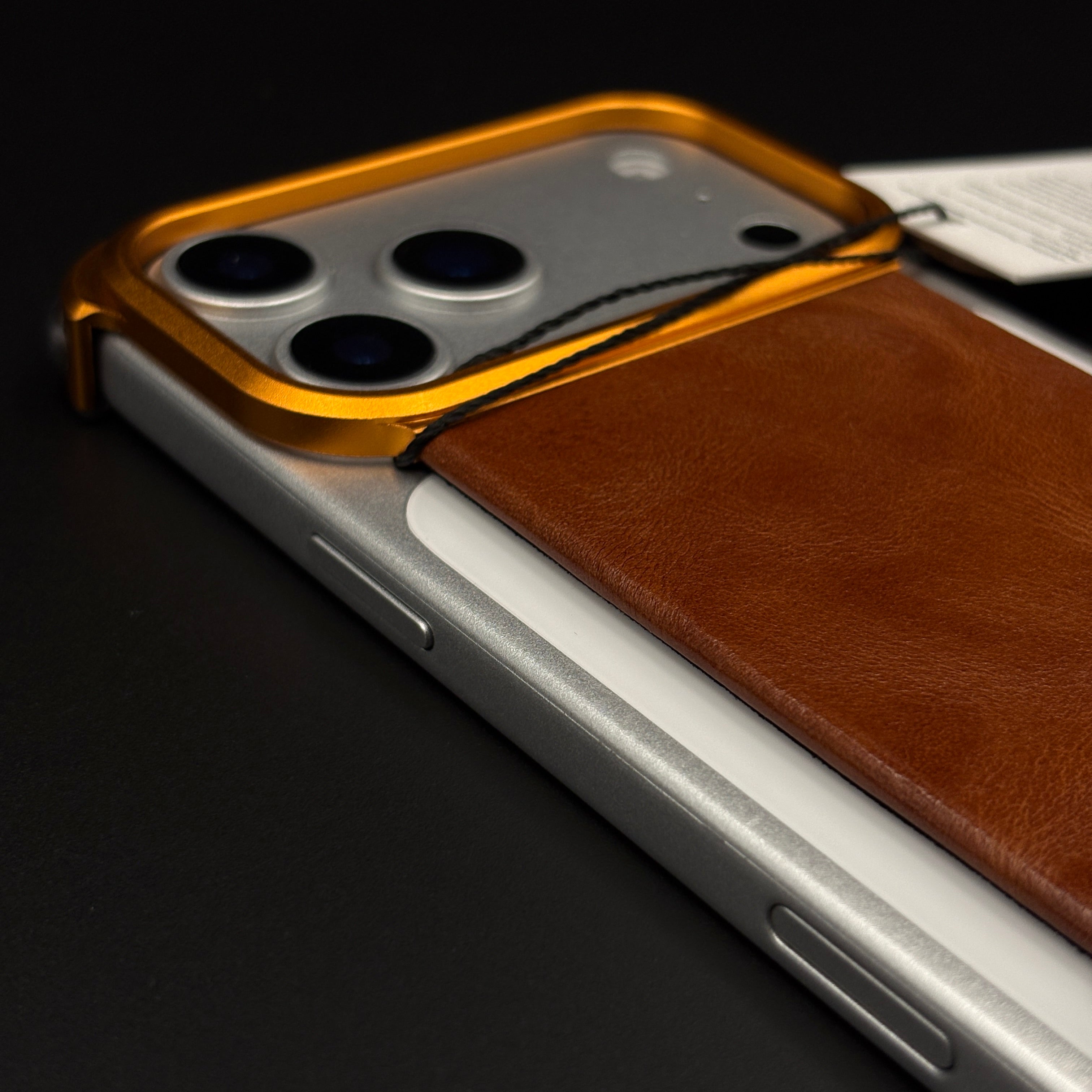 Metal Frame Leather Hybrid Case for iPhone 17 Series | Kickstand Armor Design | Shockproof Corners