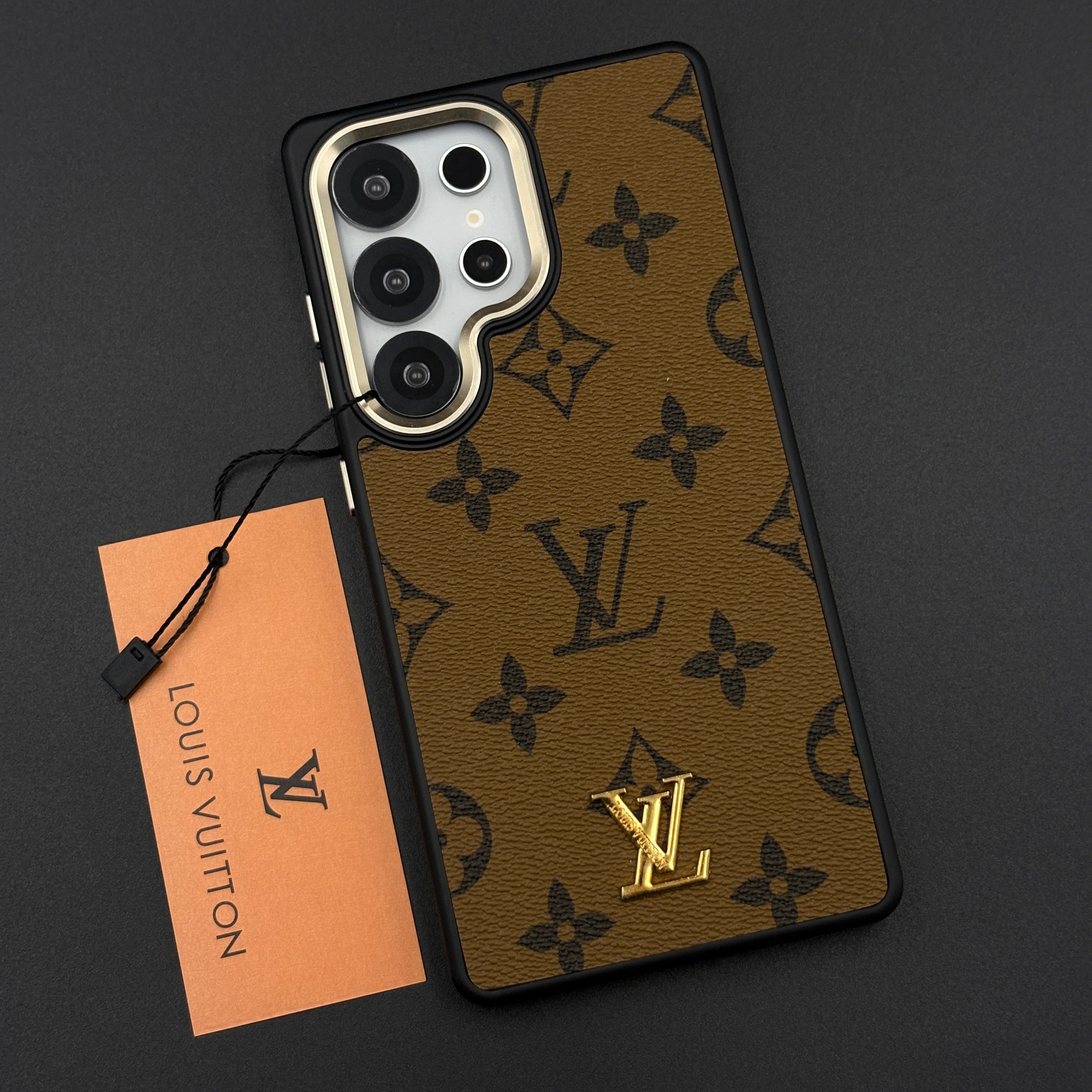 Luxury Fashion Brand Classic Monogram Case for Samsung Galaxy S25 Ultra with Signature Heritage Logo