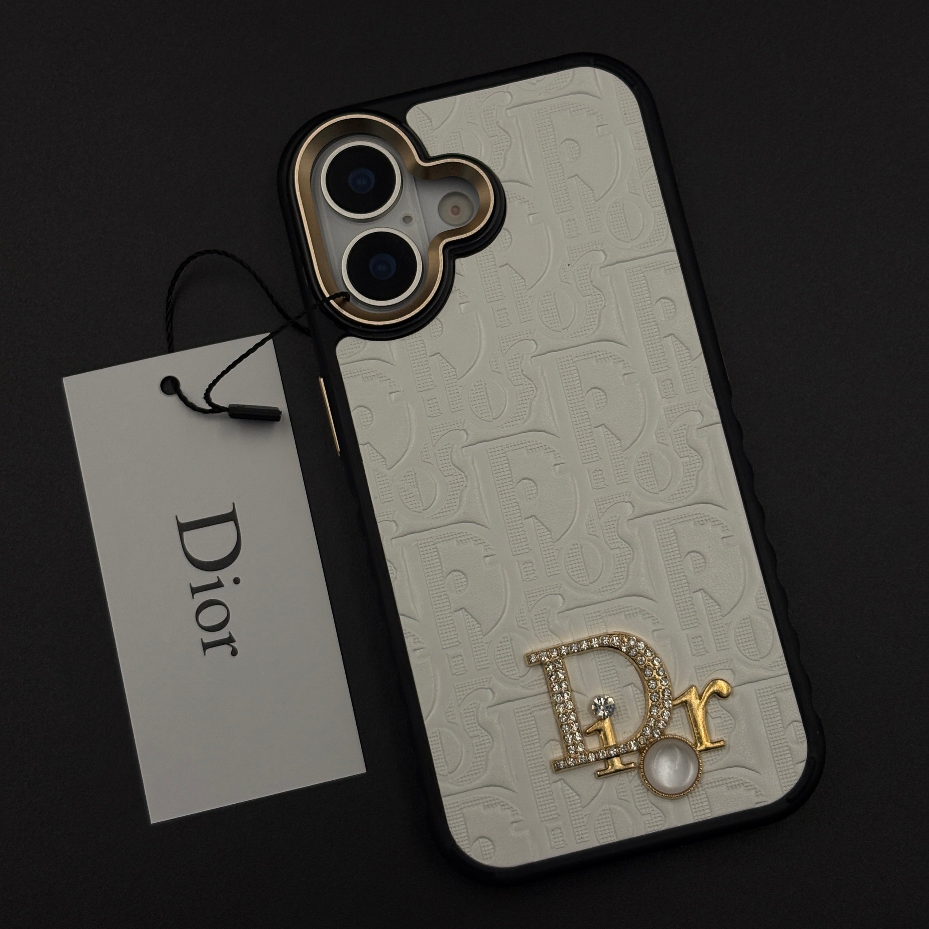CD Embossed Jeweled Style Emblem Case for iPhone 17 with Premium Textured Finish