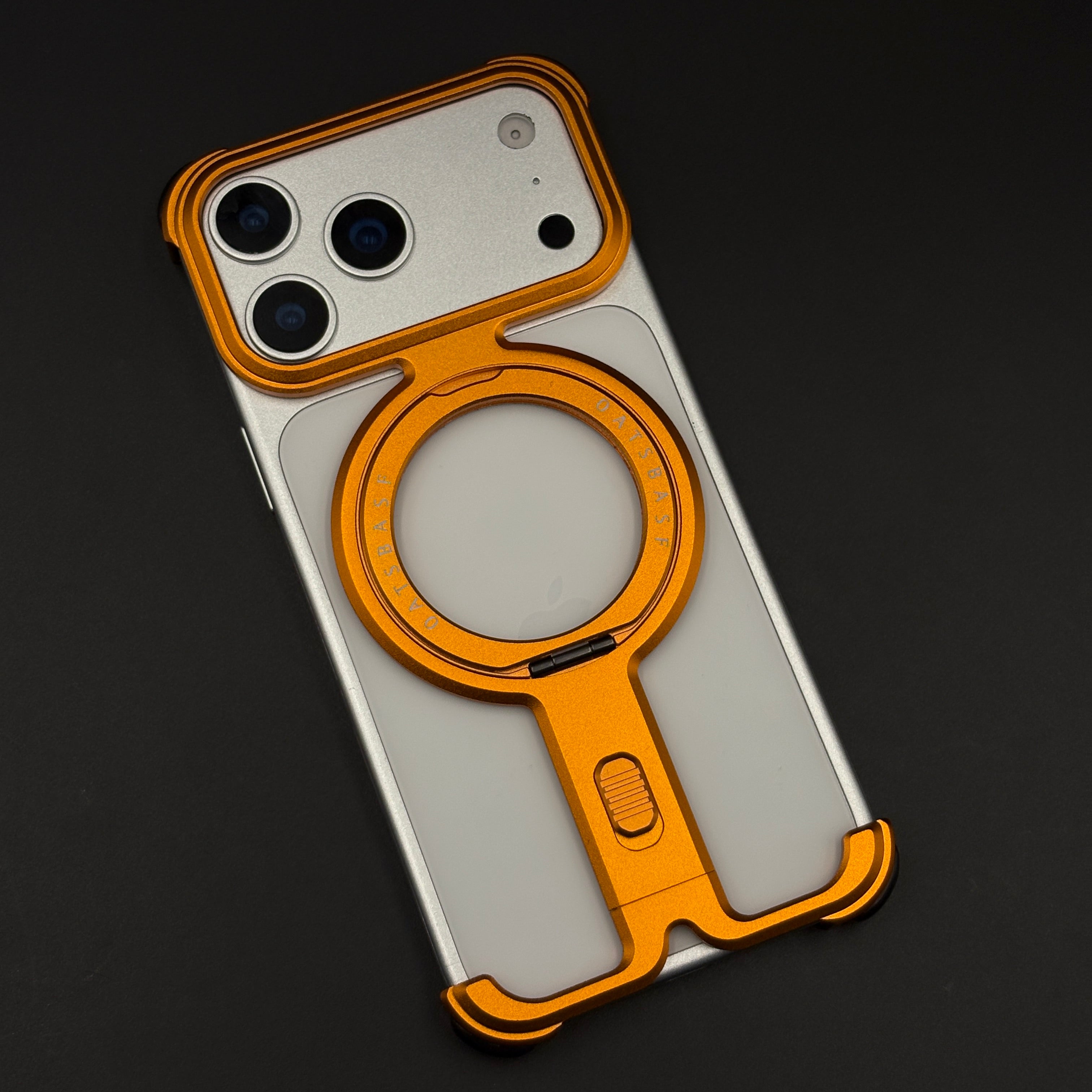 Magnetic Orange Metal Ring Stand Mobile Case Cover for iPhone 17 Series | Industrial Bumper Grip