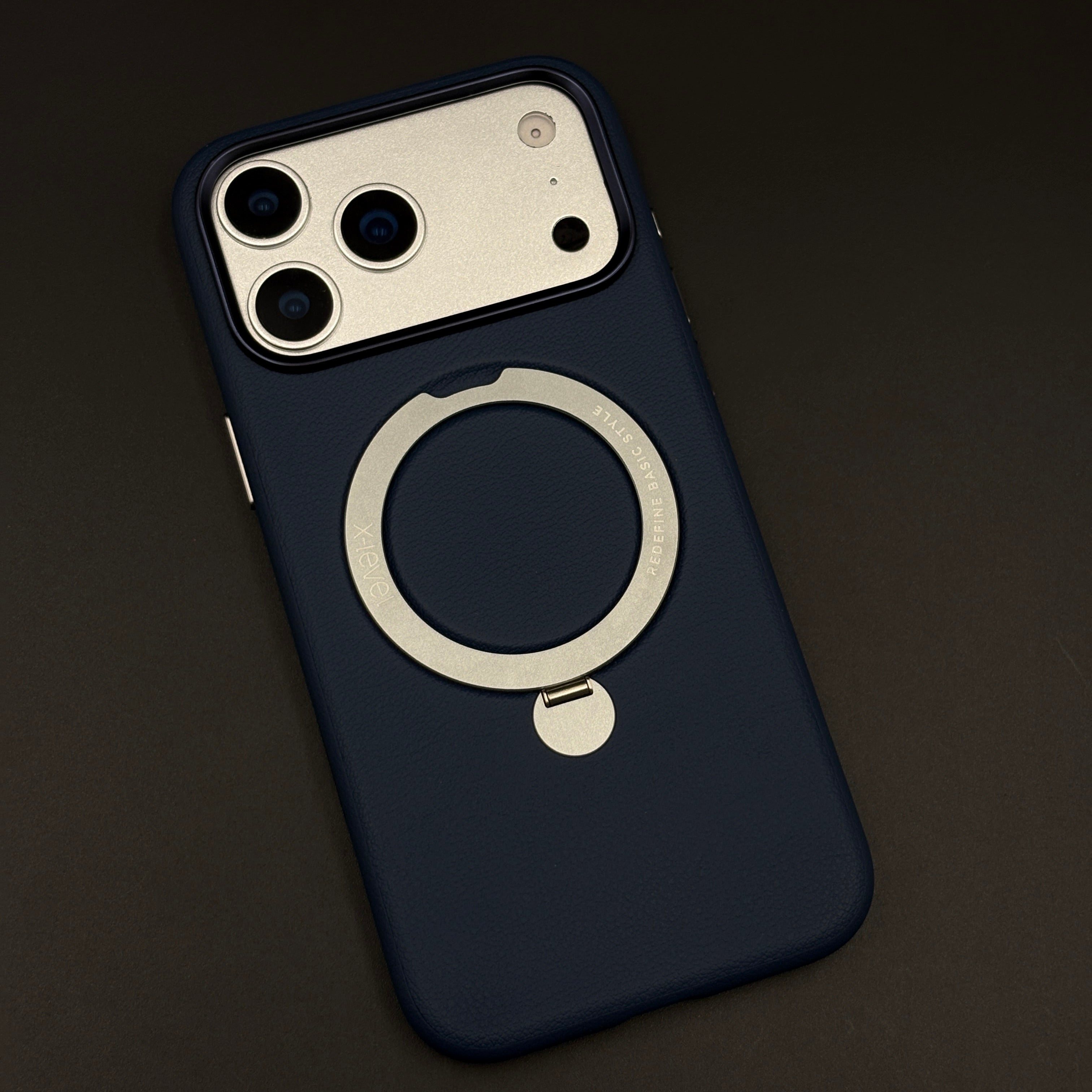 MagSafe Leather Ring Stand Mobile Case for iPhone 17 Series | Premium Metal Kickstand Back Cover