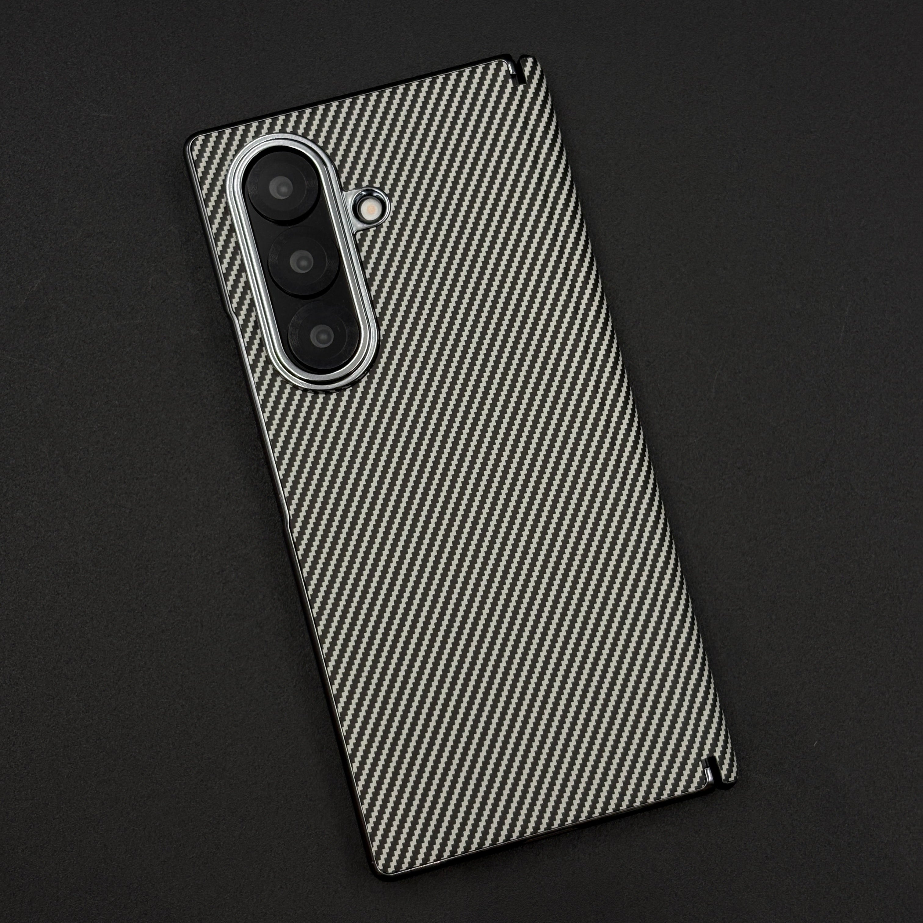 Carbon Fibre Smooth Feel Case with Front Screen Protector For Samsung Galaxy Z Fold 7 | Lightweight | Luxury Look