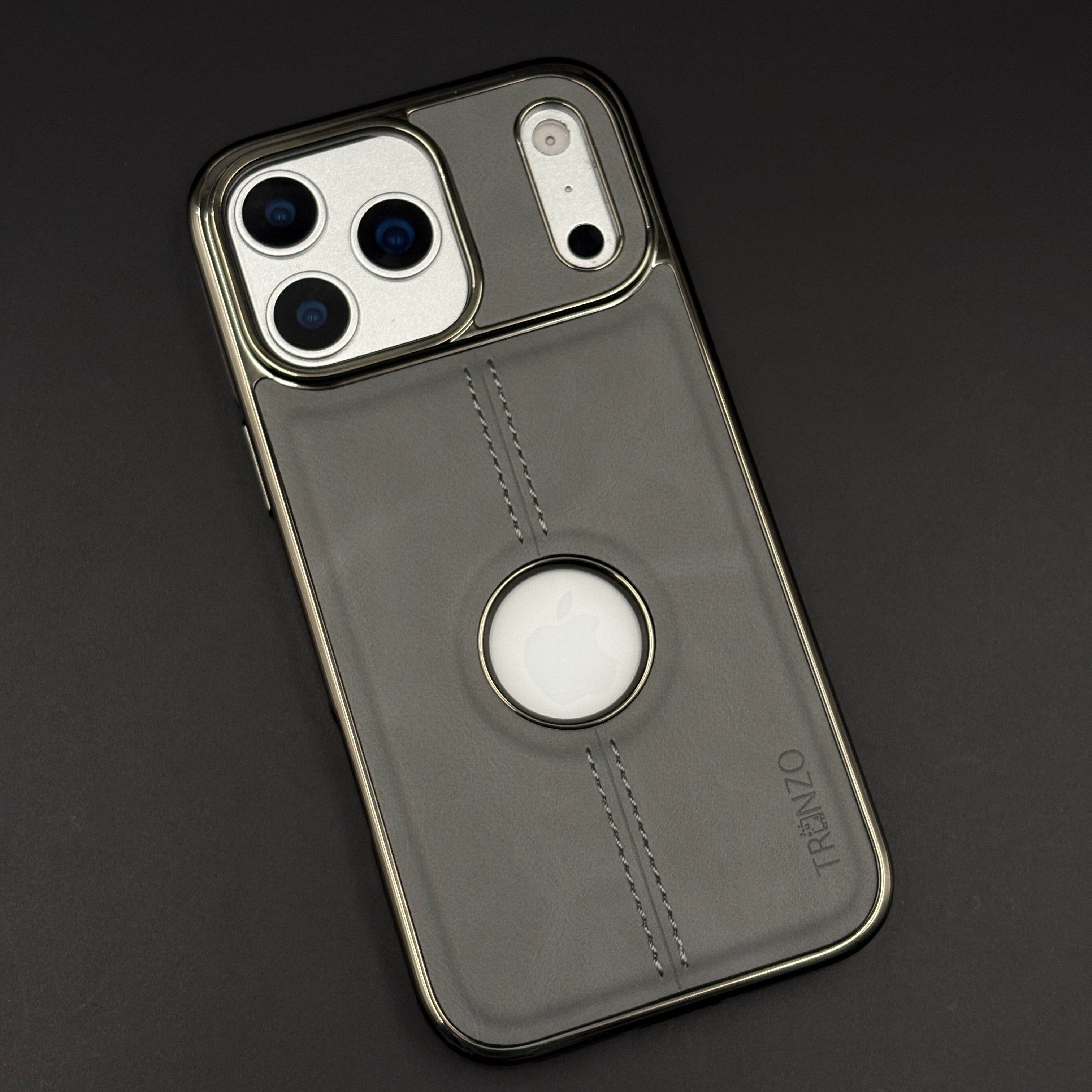 Stitch Leather Chrome Mobile Case Cover for iPhone 17 Series | Logo Cut Back