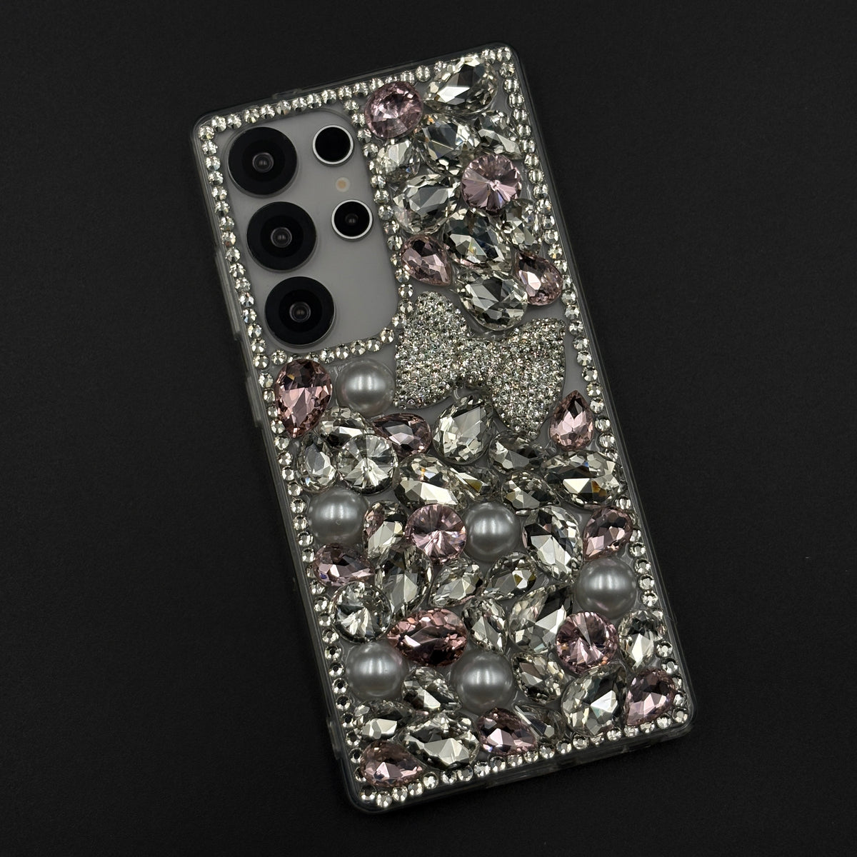Rose Crystal Bow Pearl Diamond Case for Samsung Galaxy S25 Ultra