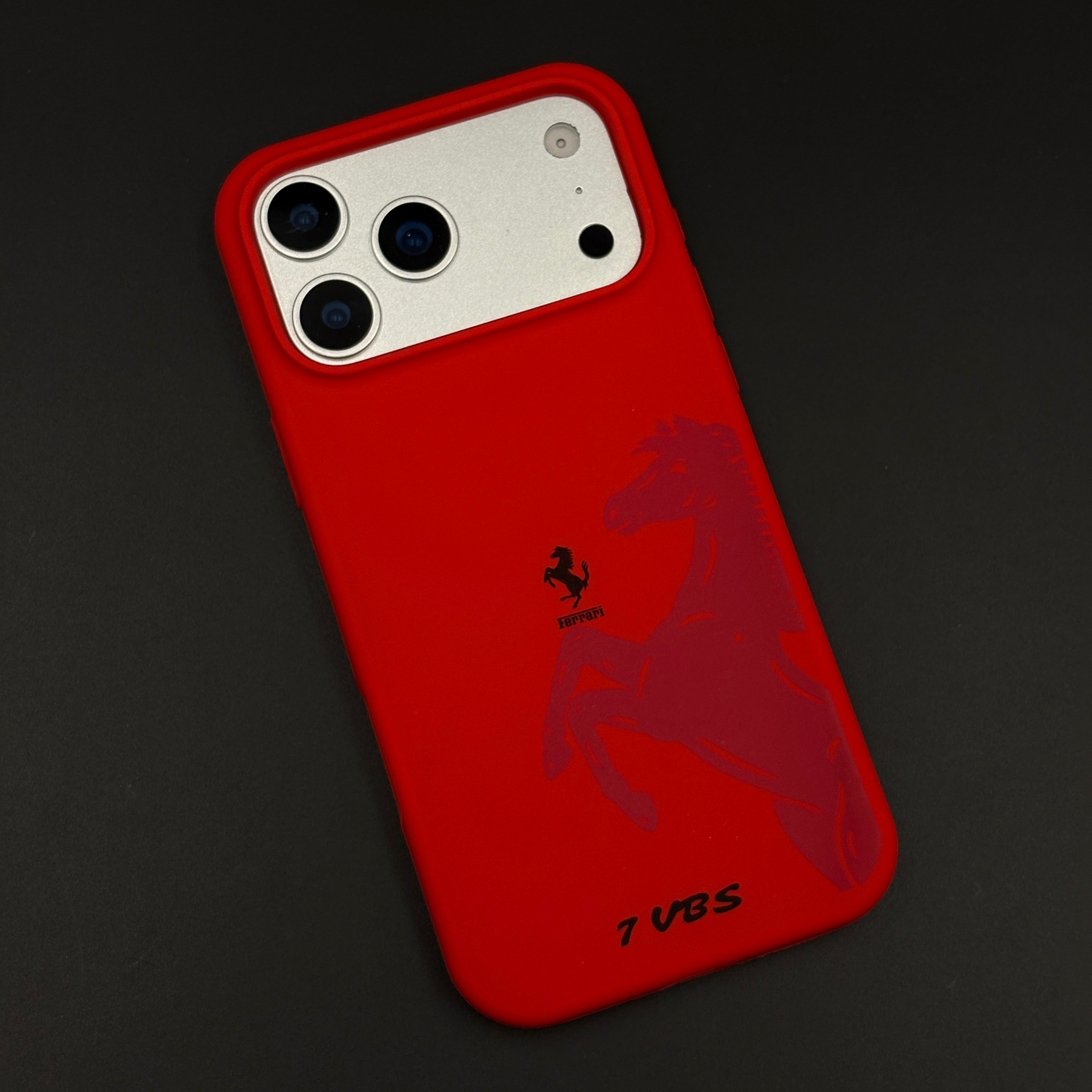 FR Horse Silhouette Red Mobile Case Cover for iPhone 17 Series | Soft Silicone Touch | Sports Edition