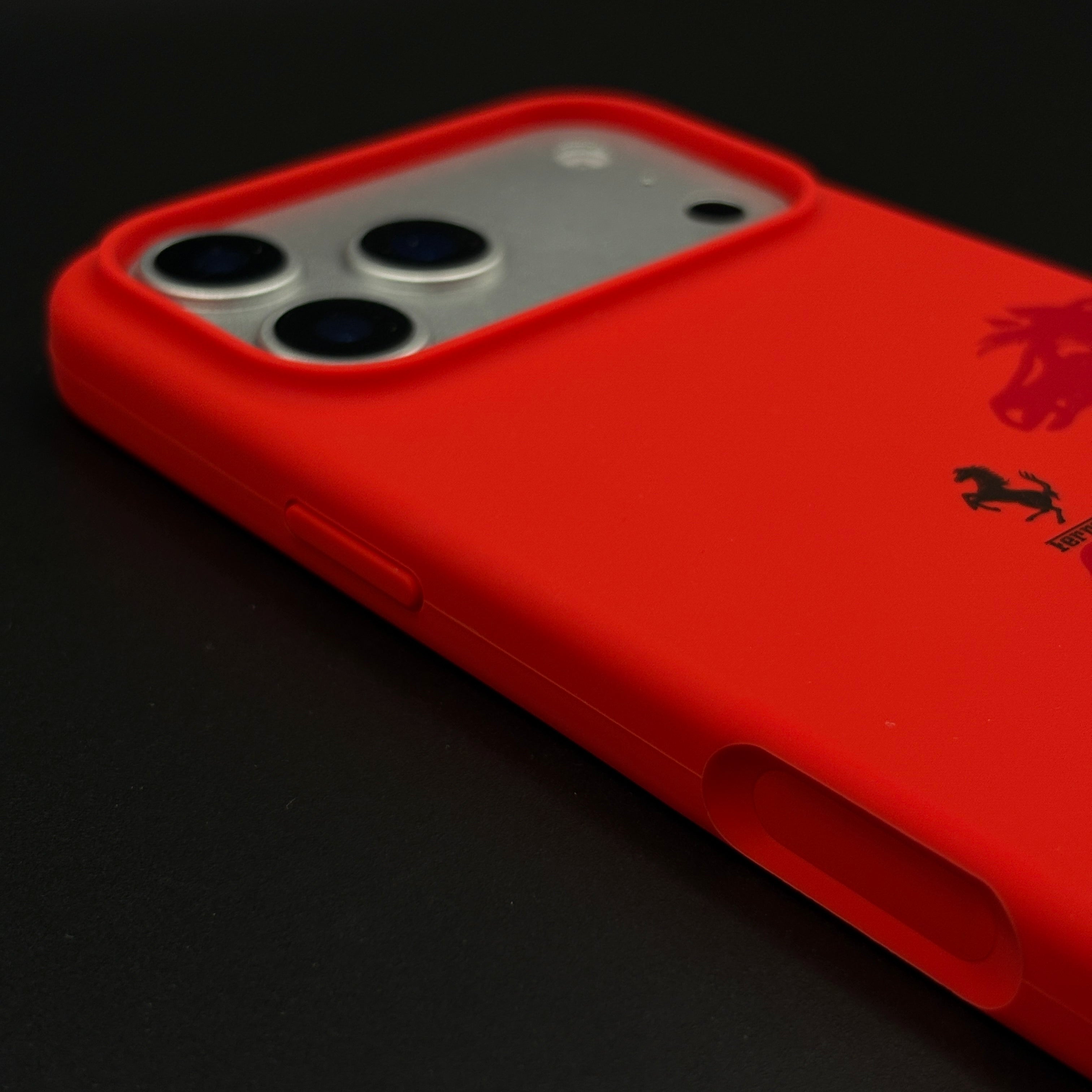 FR Horse Silhouette Red Mobile Case Cover for iPhone 17 Series | Soft Silicone Touch | Sports Edition