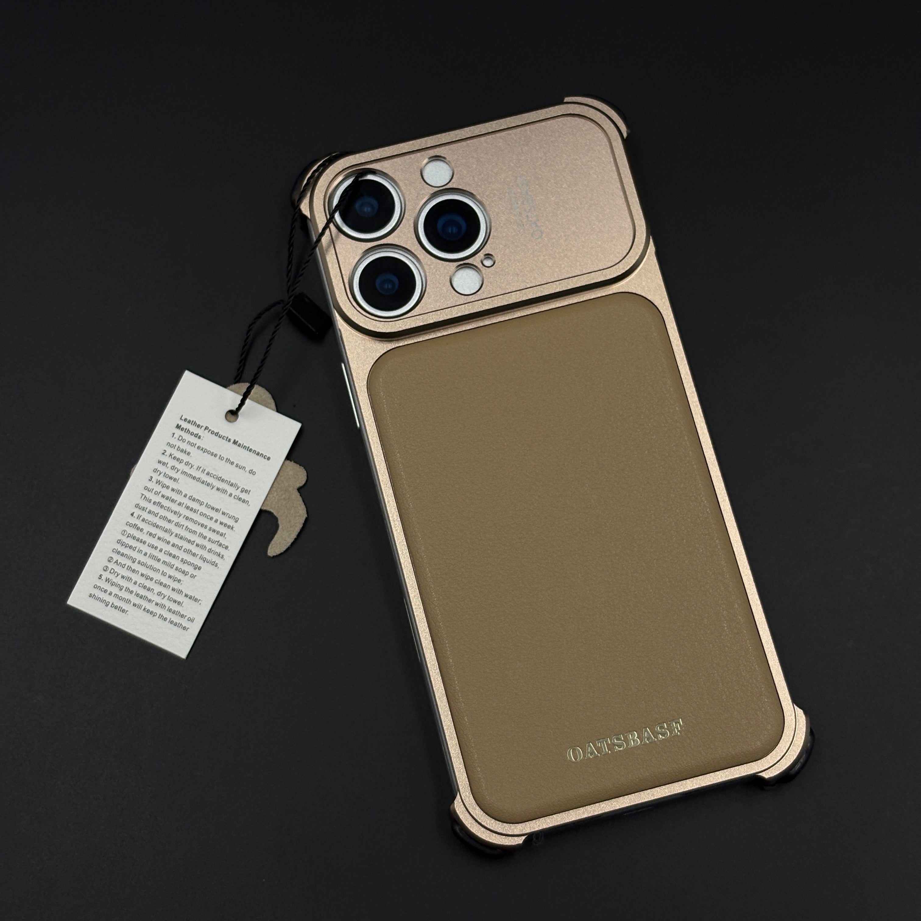 Frameless Metal & Leather Case for iPhone 17 Series | Camera Protection Edition