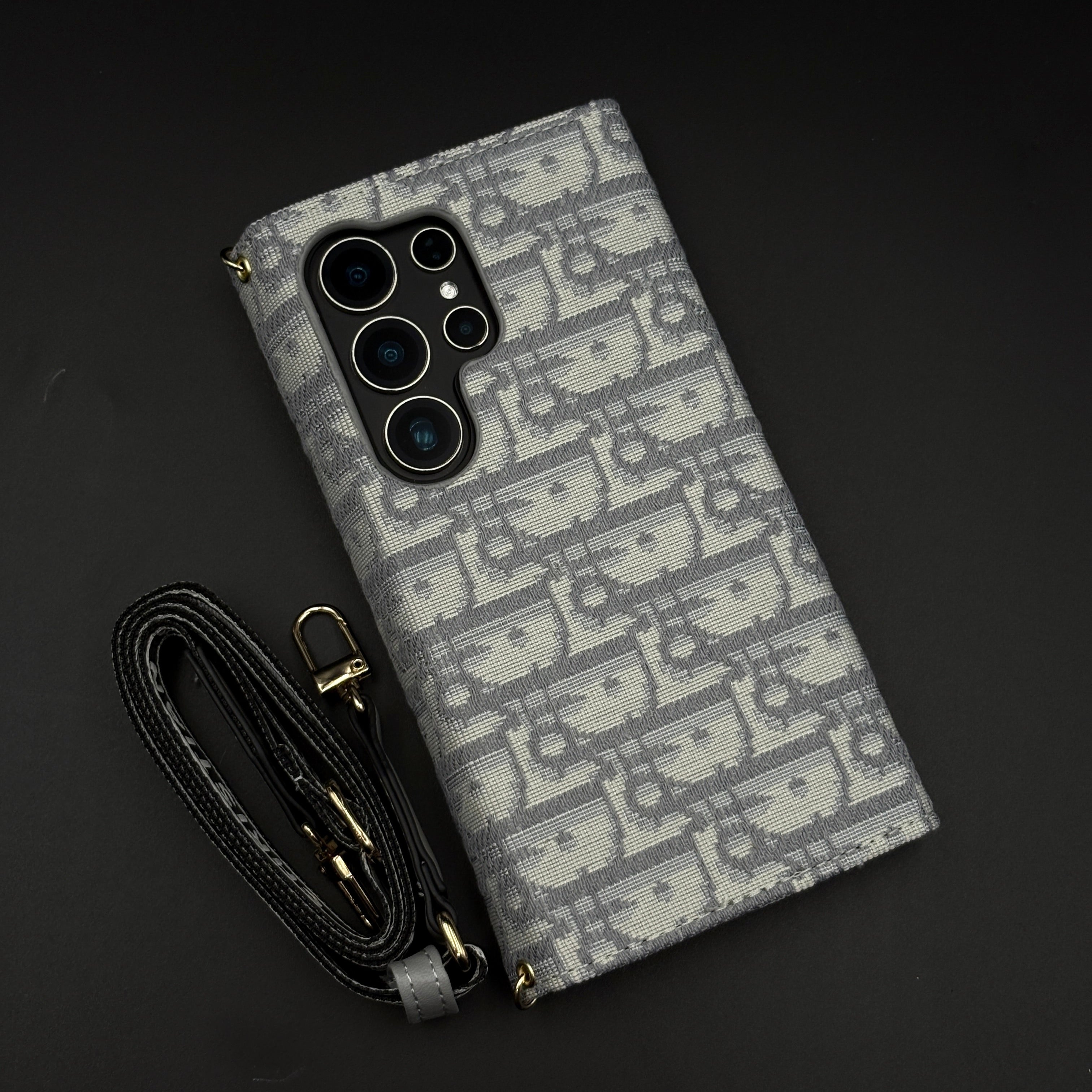 Luxury Embroidery CD Cardholder Case with Crossbody Sling for Samsung Galaxy S25 Ultra