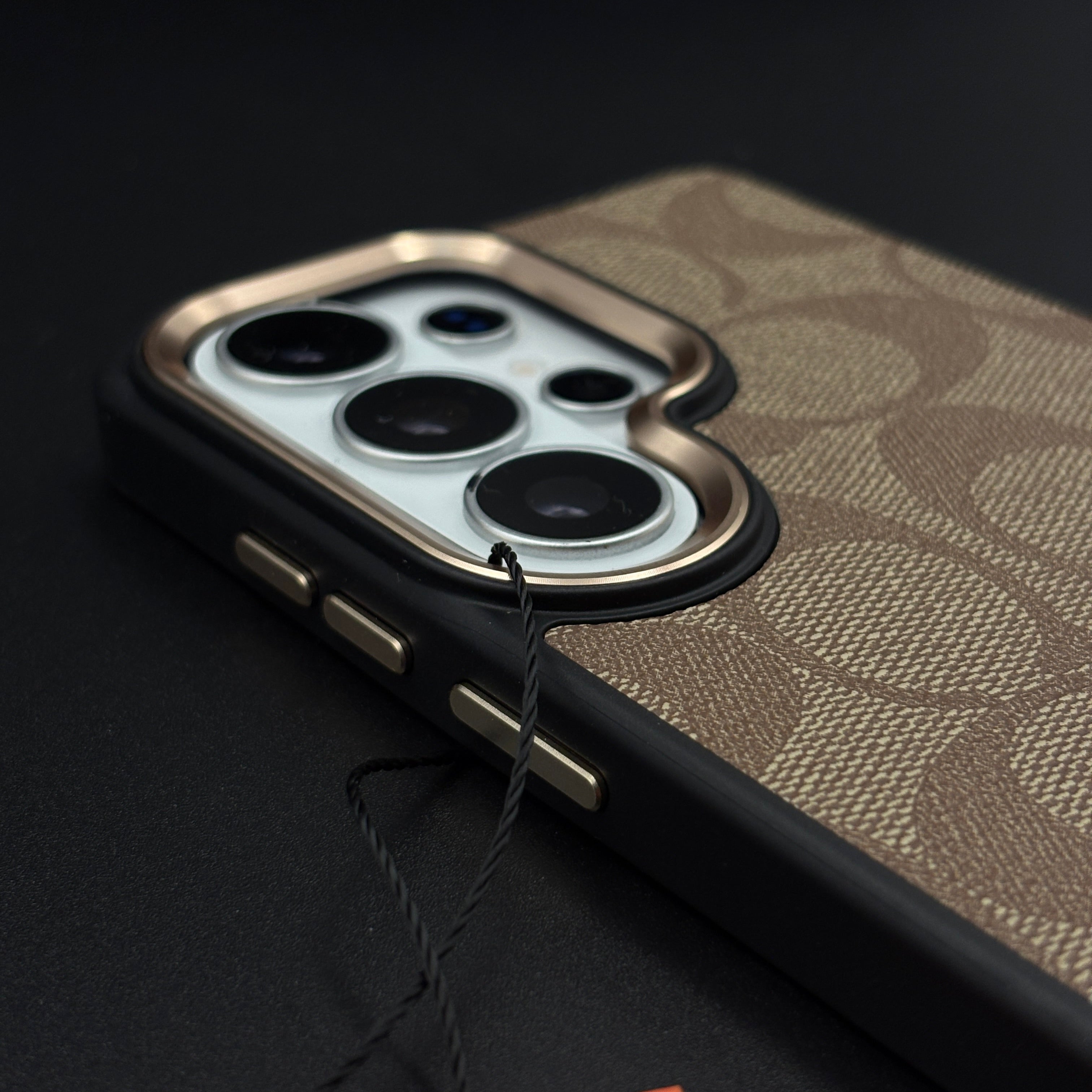 CC Luxe Heritage Monogram Brown Case for Samsung Galaxy S26 Ultra with Gold Accent