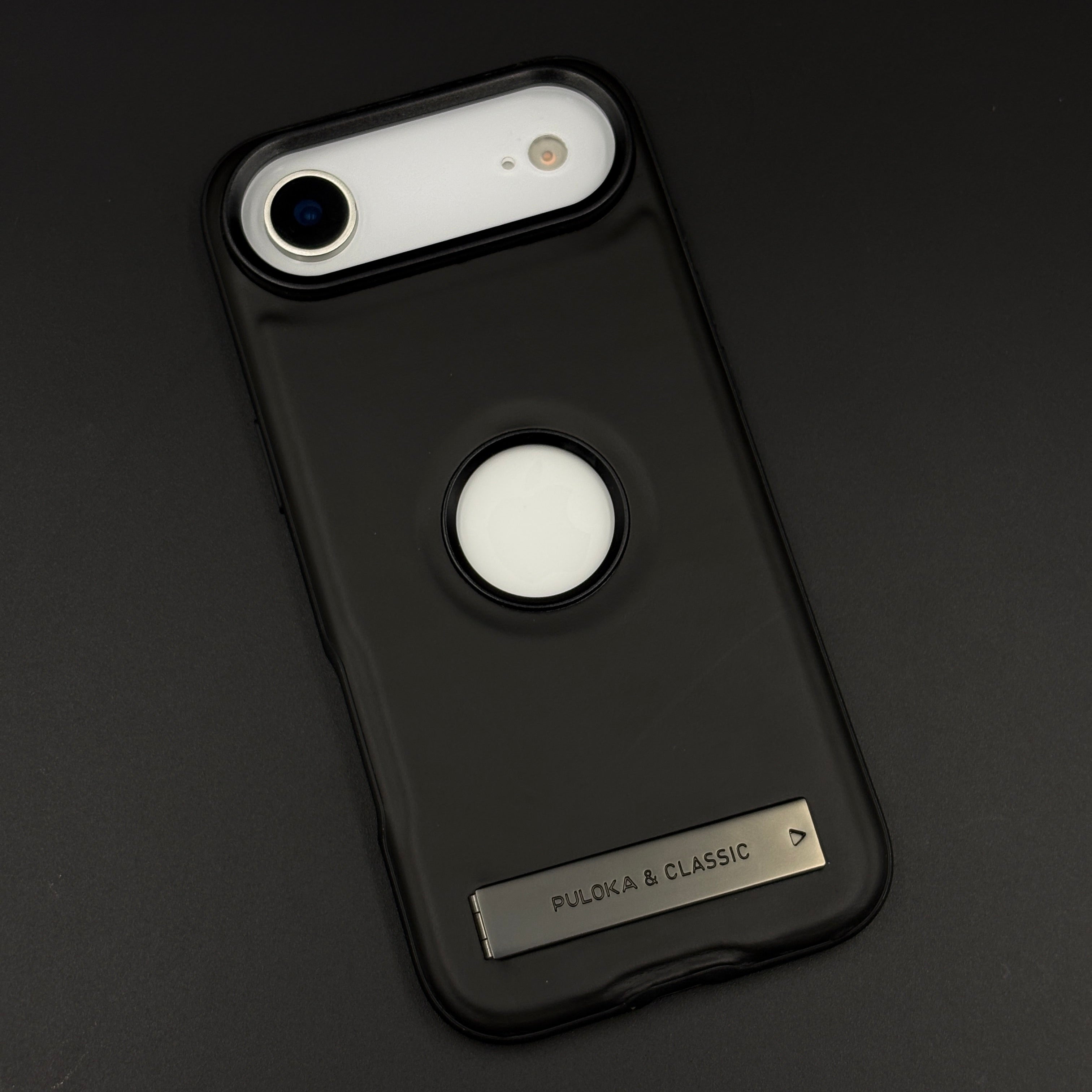 Premium Leather Logo Cut Mobile Case Cover with Metal Kickstand for iPhone 17 Air | Classic Stand Edition