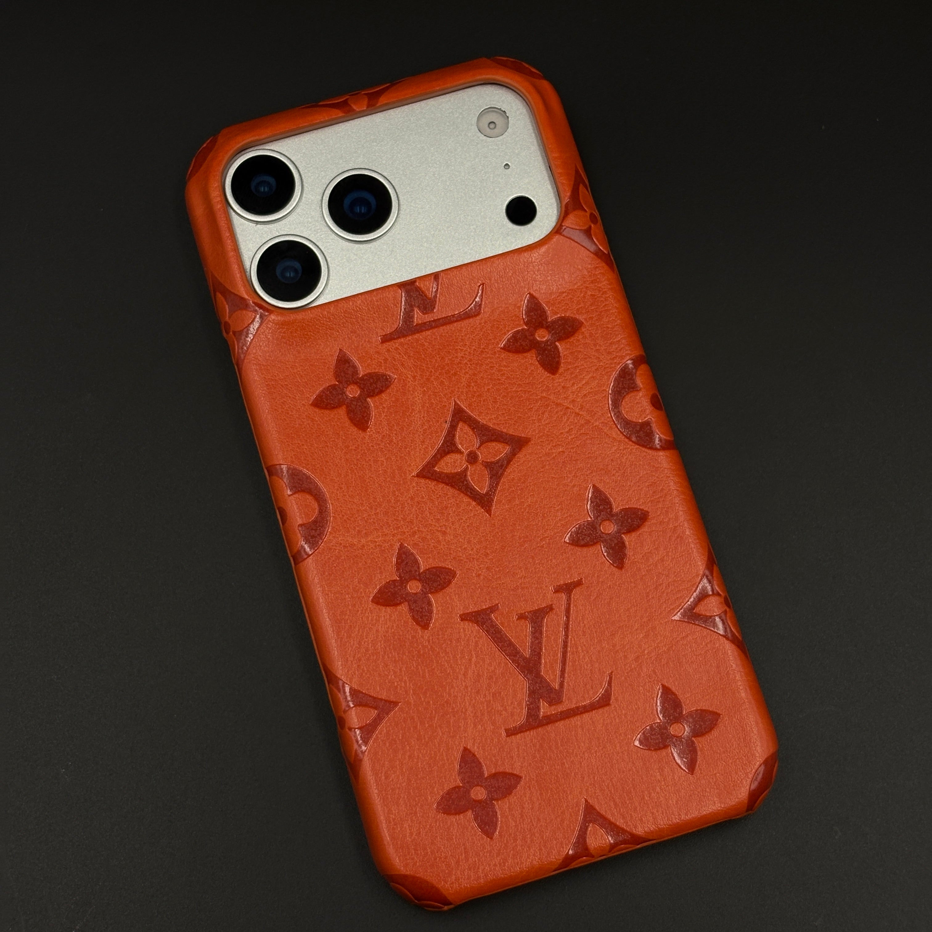 Luxury Branded Monogram Orange Mobile Case Cover for iPhone 17 Series | Embossed Logo | Designer inspired
