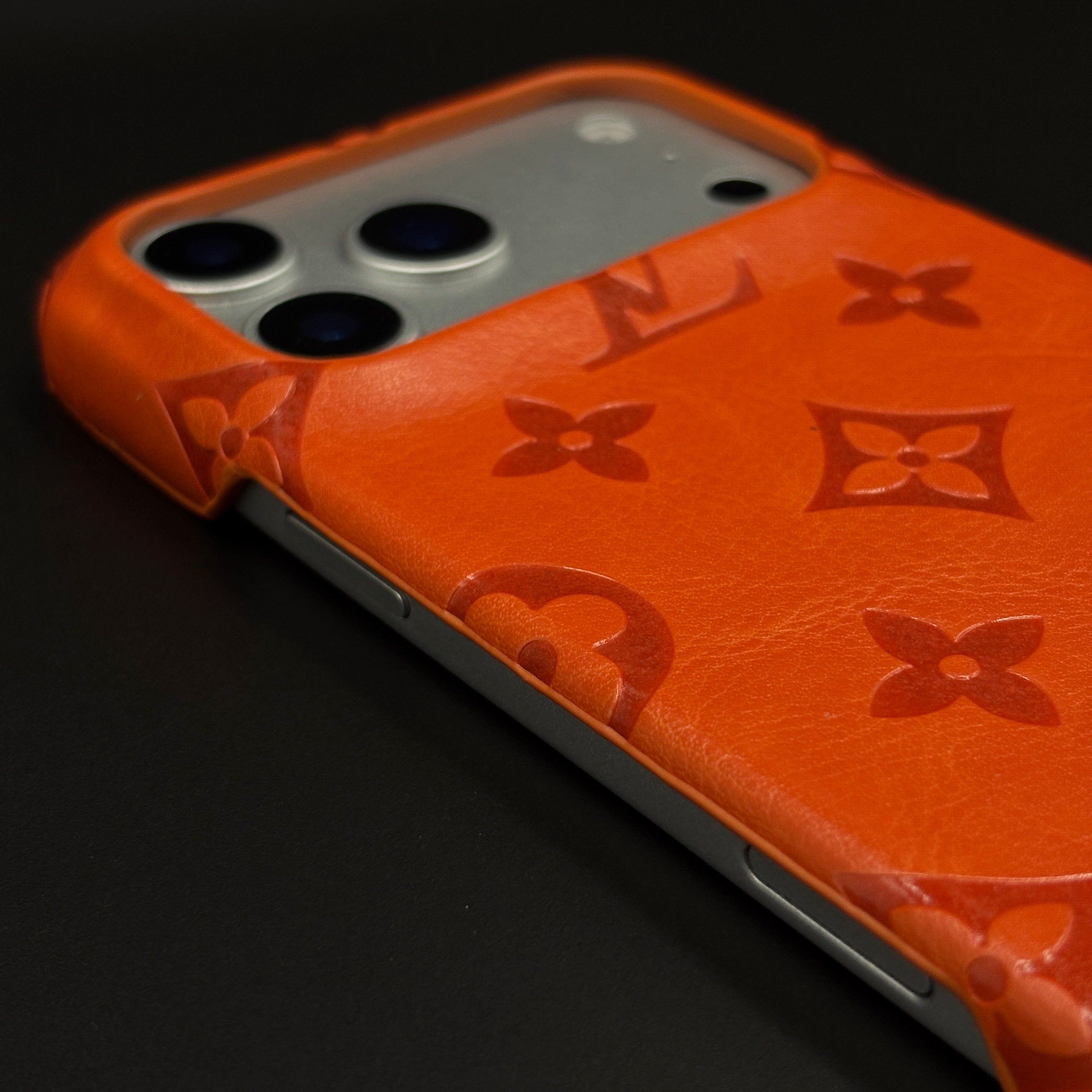 Luxury Branded Monogram Orange Mobile Case Cover for iPhone 17 Series | Embossed Logo | Designer inspired