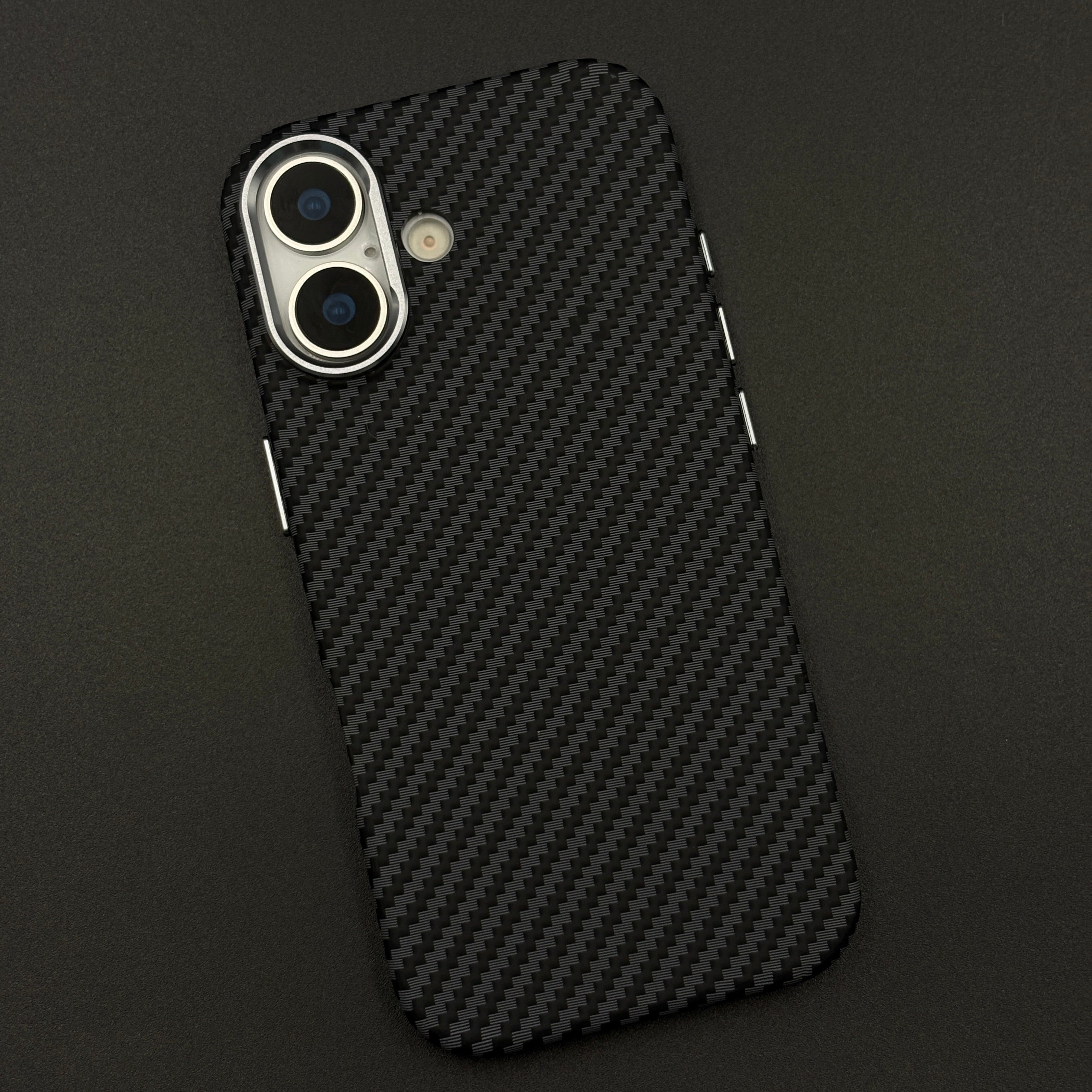 Carbon Black Textured Hidden MagSafe Mobile Case Cover for iPhone 17