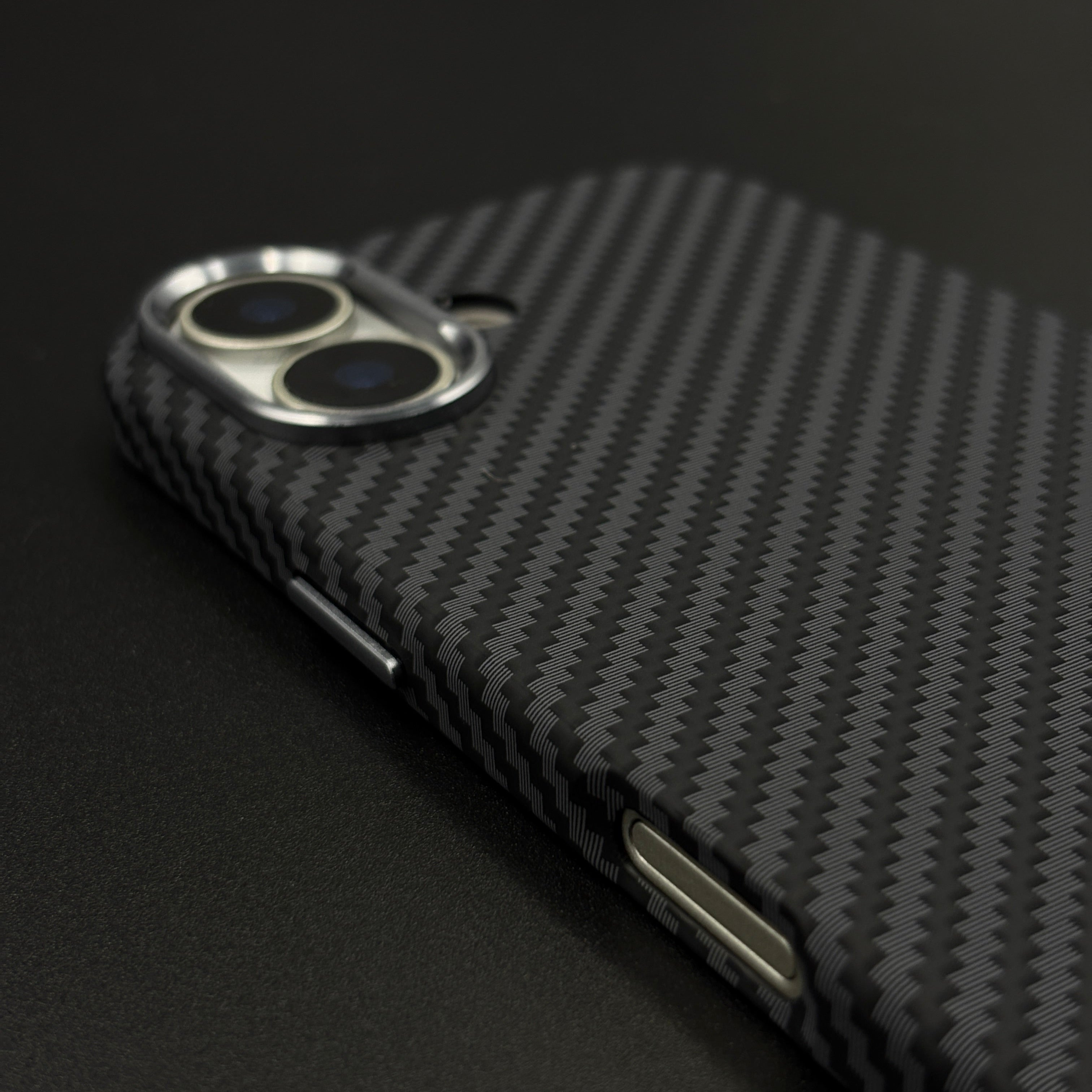 Carbon Black Textured Hidden MagSafe Mobile Case Cover for iPhone 17