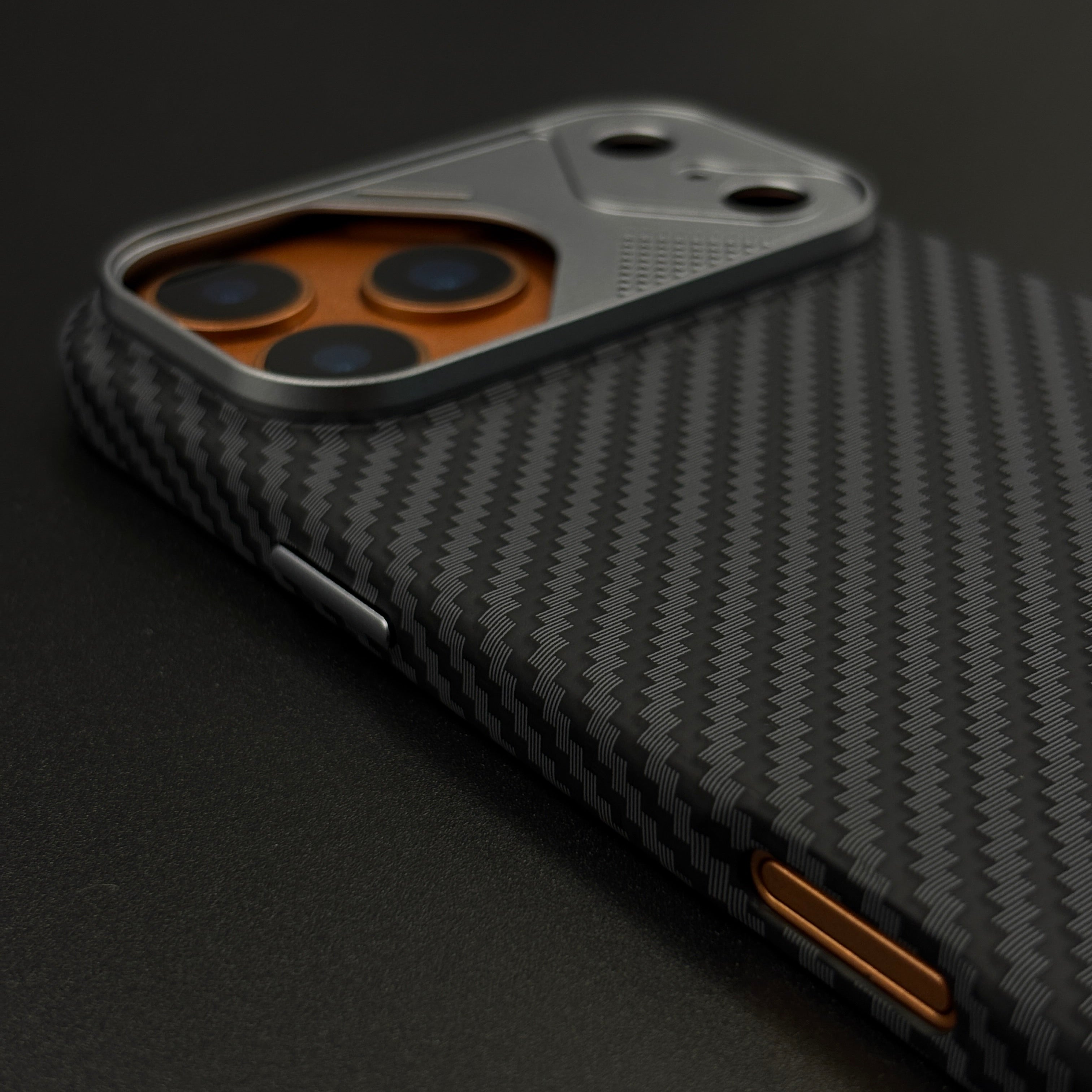 Carbon Black Textured Hidden MagSafe Mobile Case Cover for iPhone 17 Series