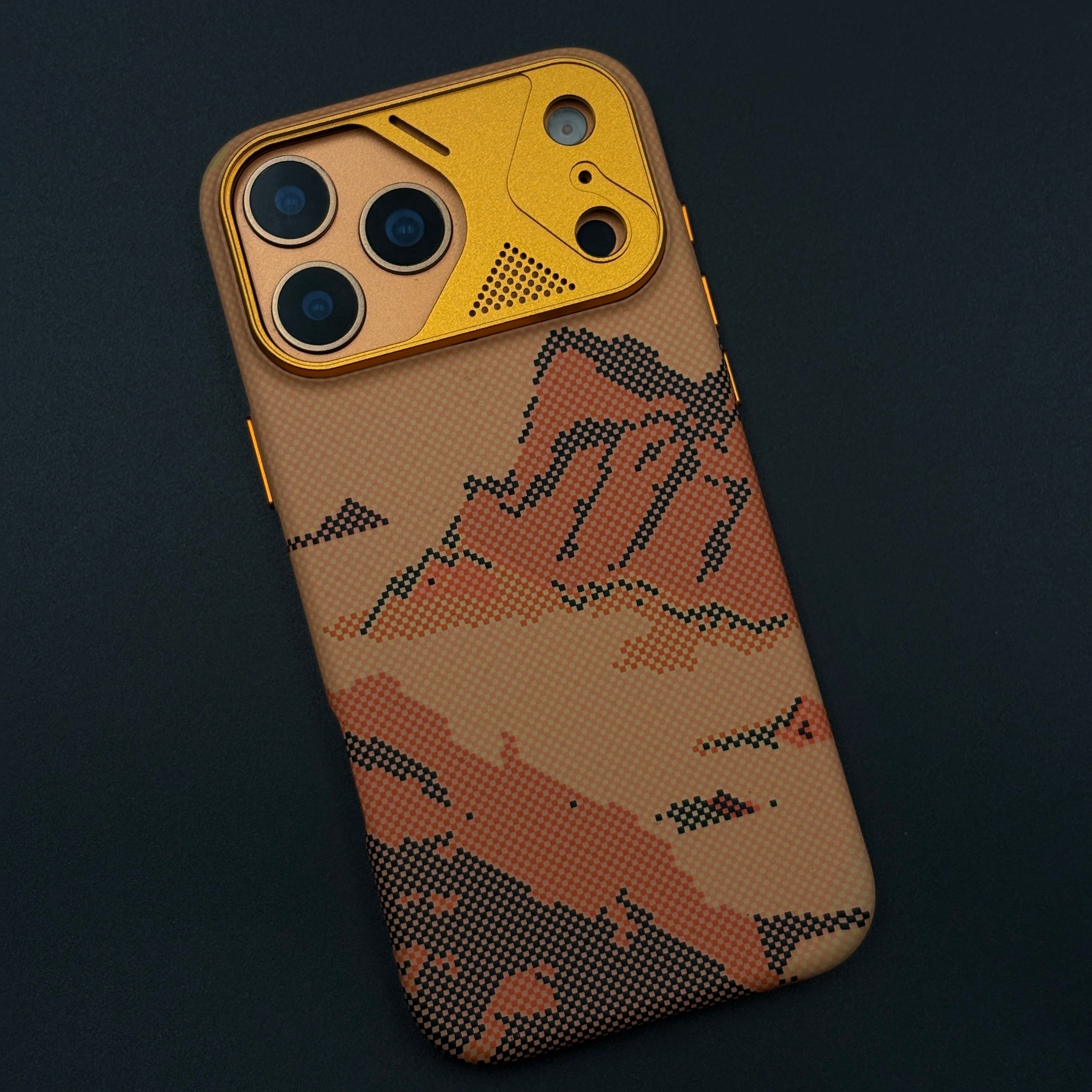 Sunset Mountain Trail Carbon Fiber Textured Hidden MagSafe Case for iPhone 17 Series