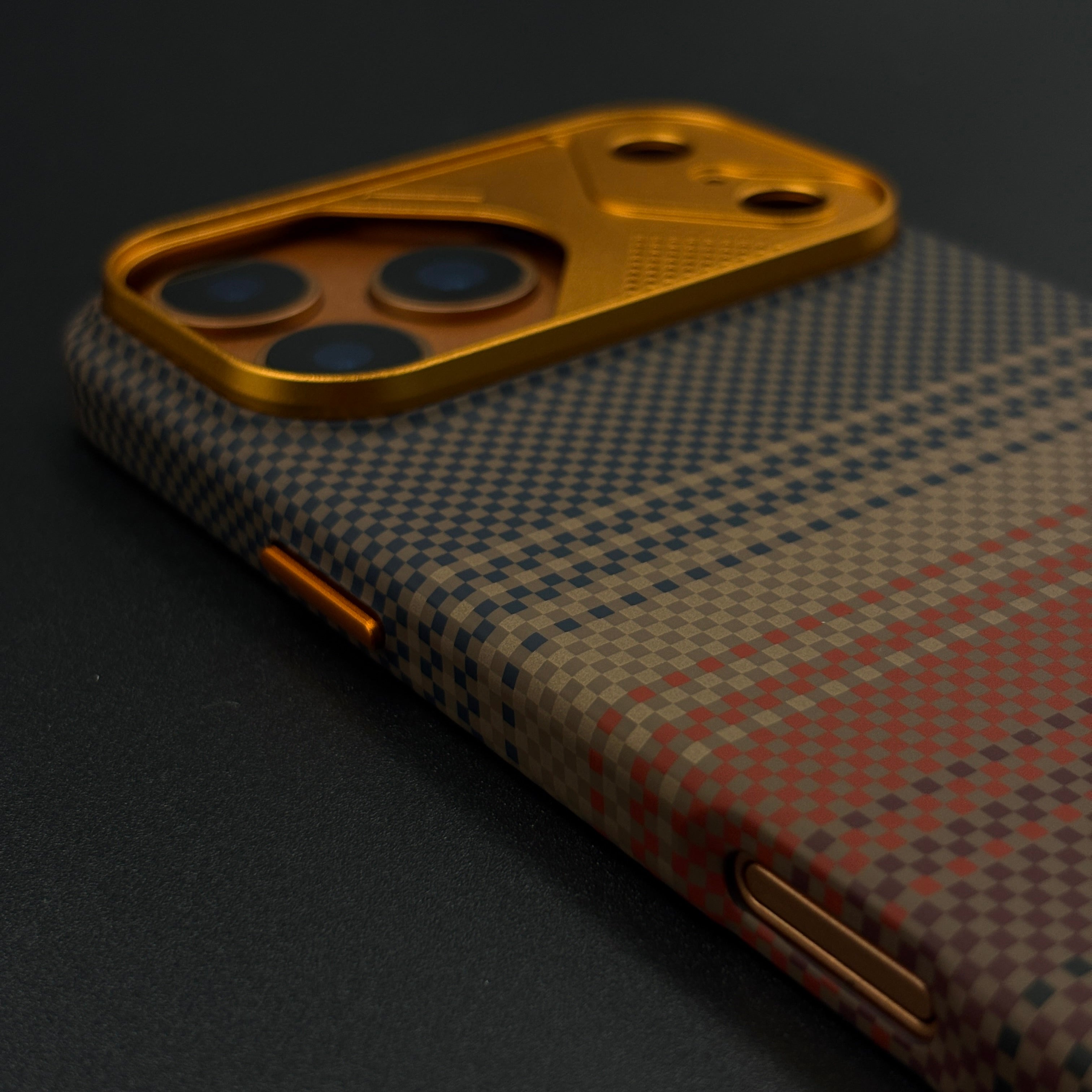 Carbon Texture Sunset Stripe Hidden Magsafe Case Cover for iPhone 17 Series with Metal Camera Bump