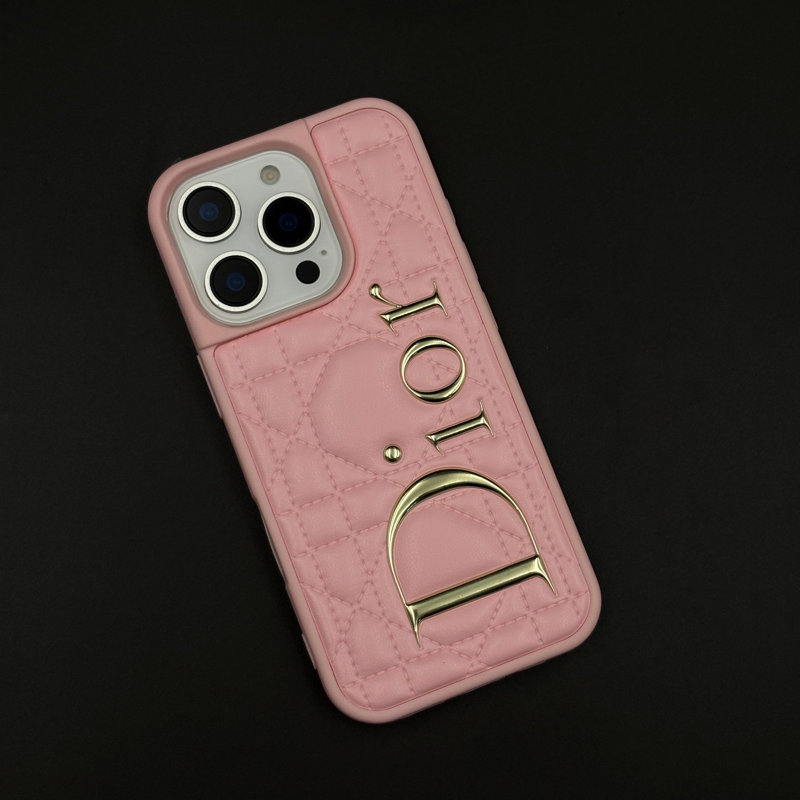 iPhone Luxury Brand CD Puffer Leather Case | Quilted Designer Protective Cover